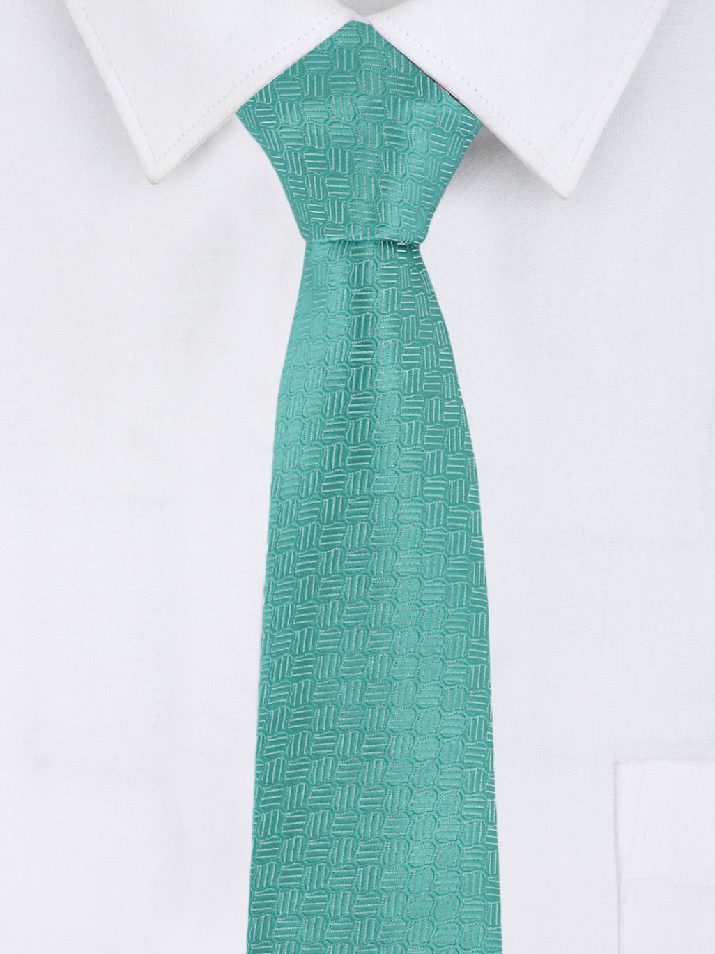 Alvaro Castagnino Microfiber Turquoise Colored Printed Necktie with same fabric box for Men