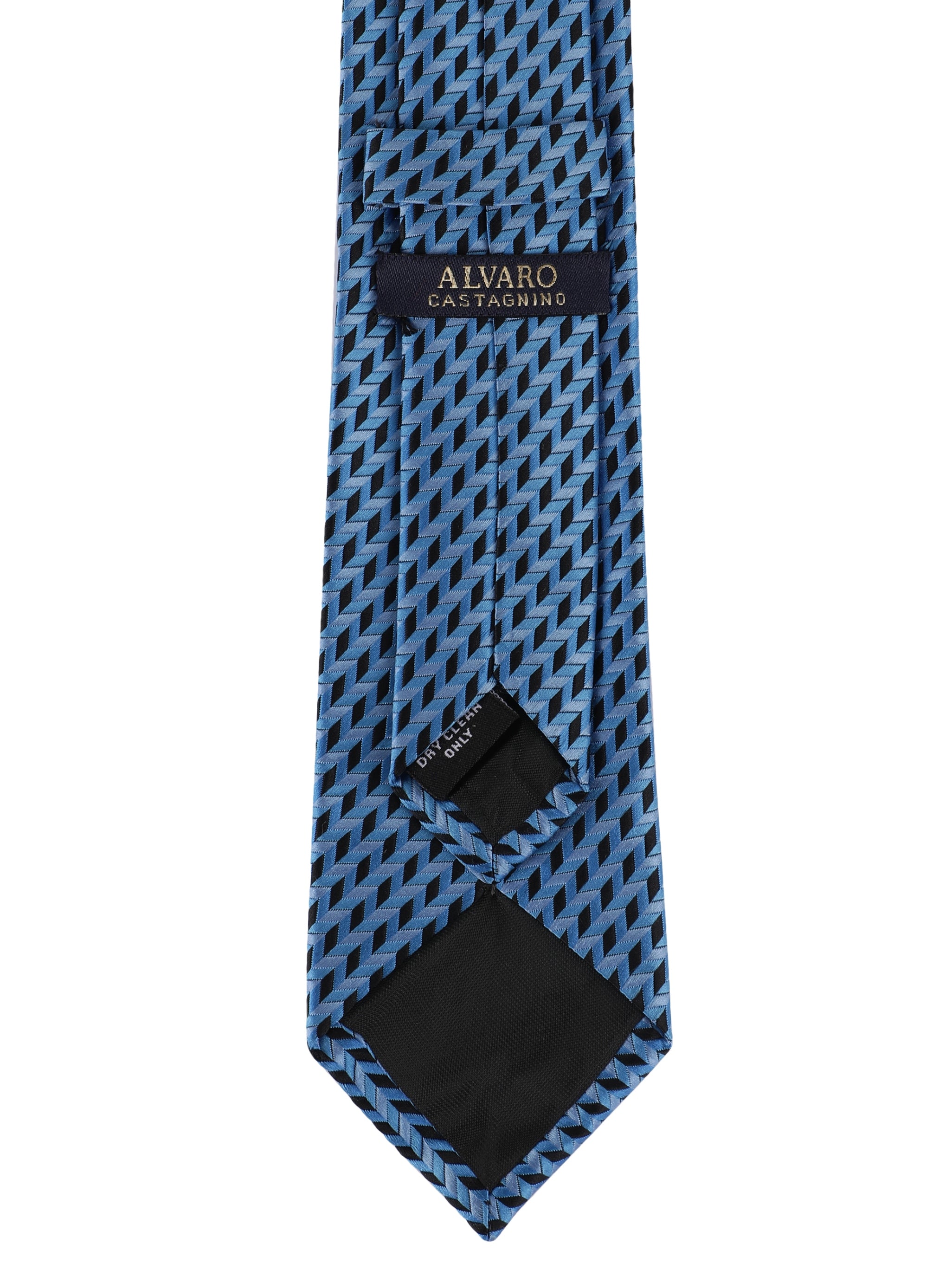 Alvaro Castagnino Microfiber Blue Colored Printed Necktie with same fabric box for Men