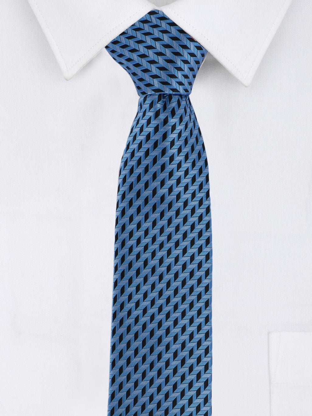 Blue and Black Chevron Necktie