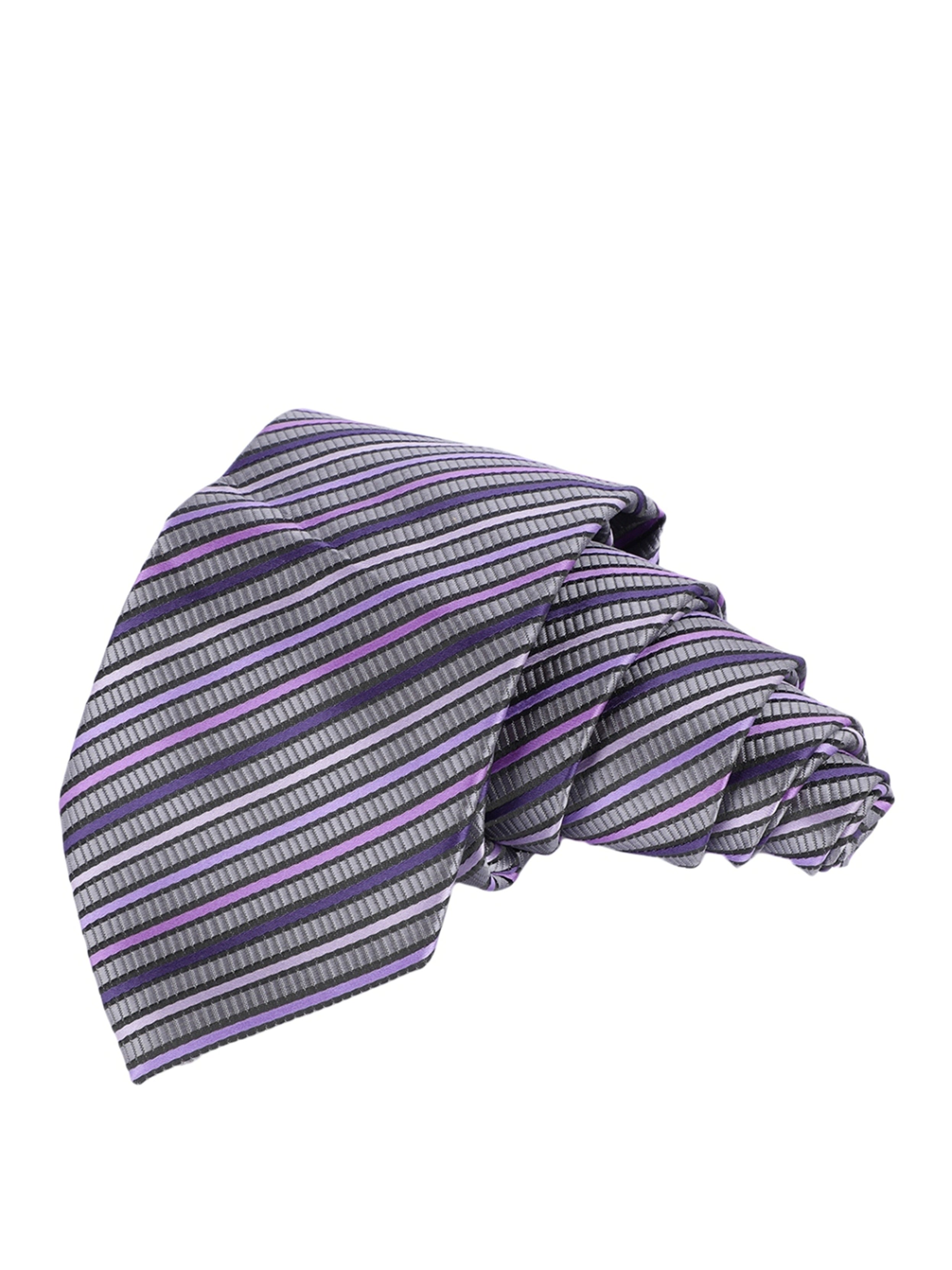 Alvaro Castagnino Microfiber Violet::Grey Colored Stripes Necktie for Men
