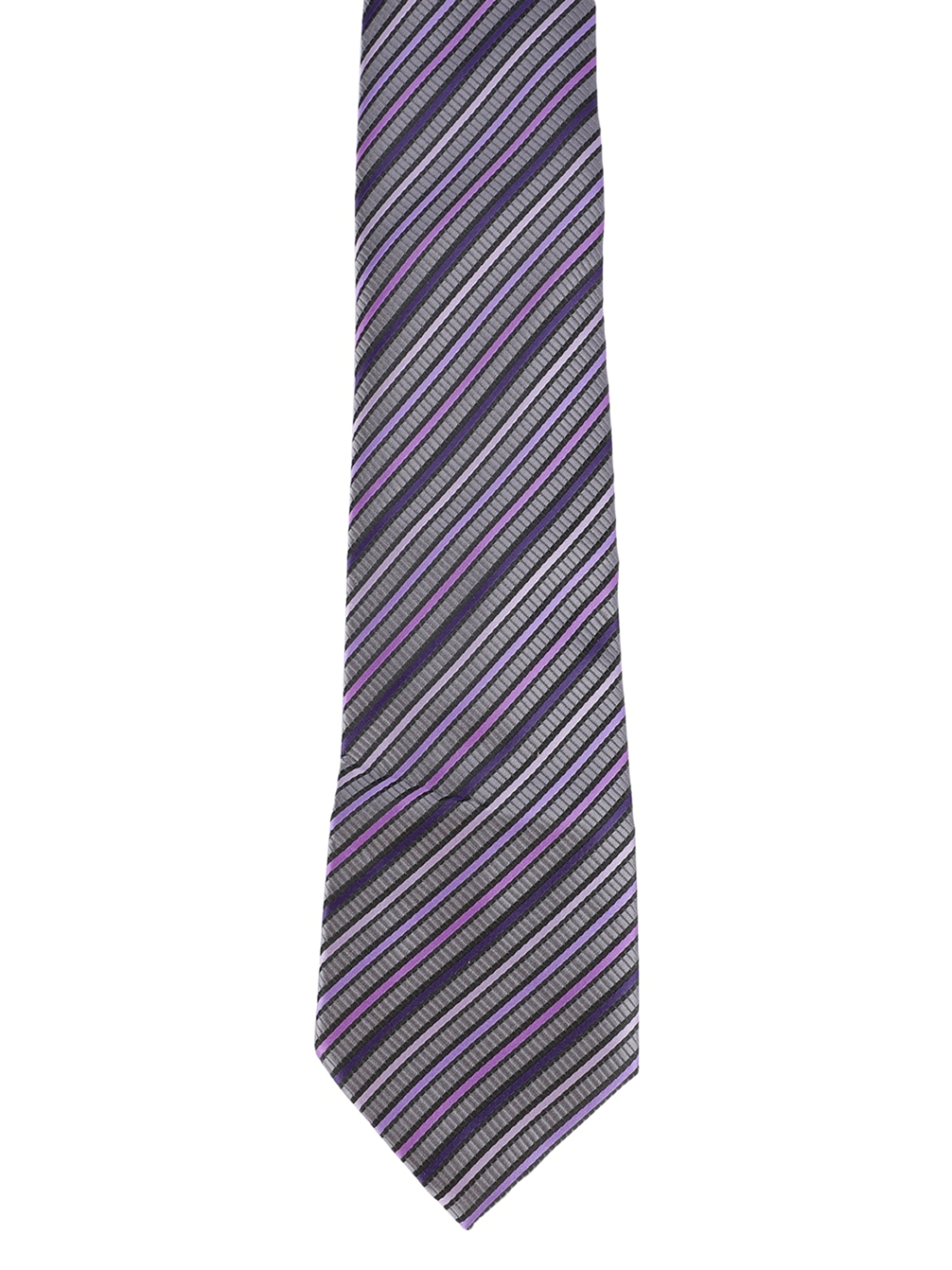 Alvaro Castagnino Microfiber Violet::Grey Colored Stripes Necktie for Men
