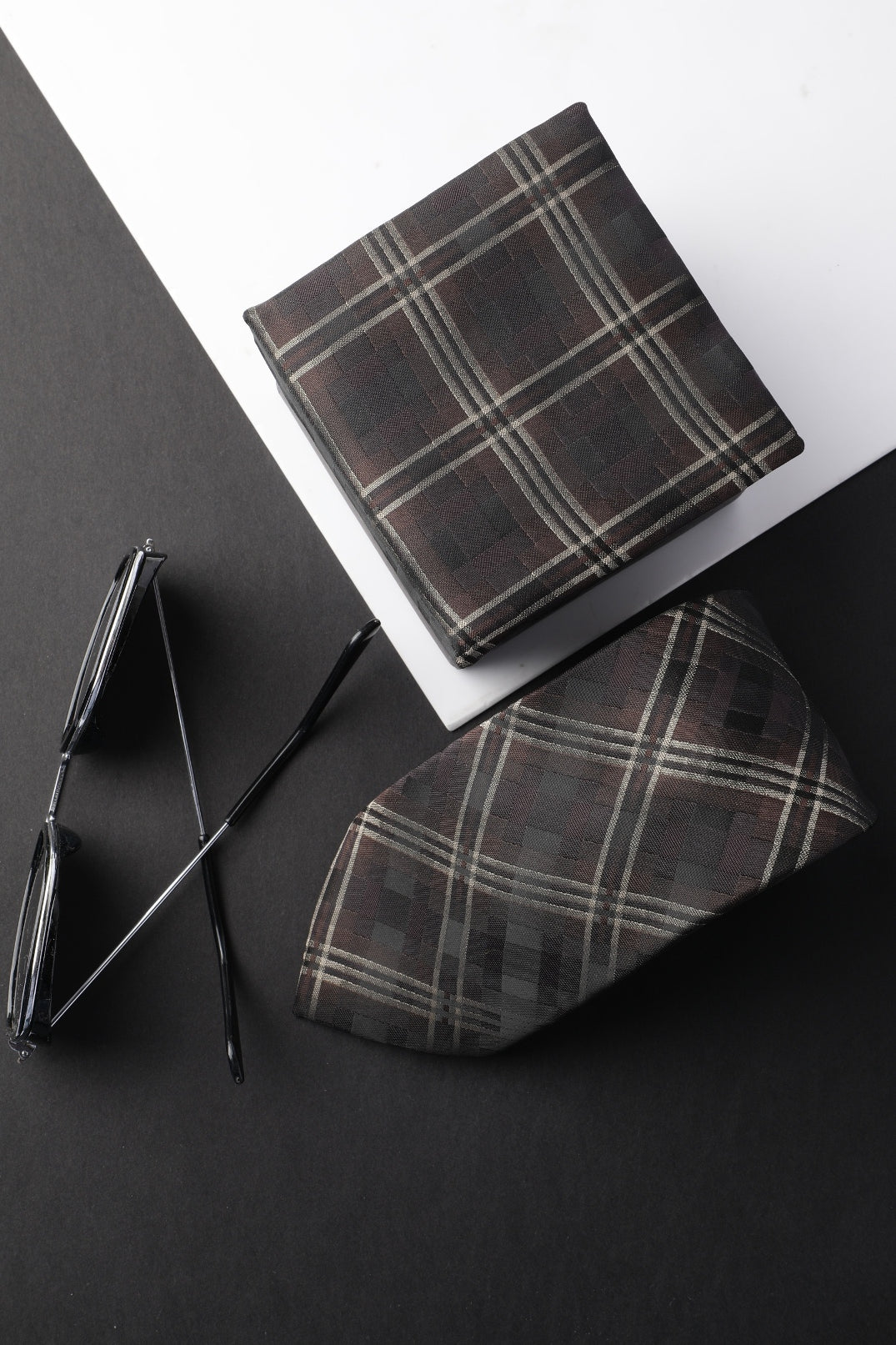 Brown Checked Necktie