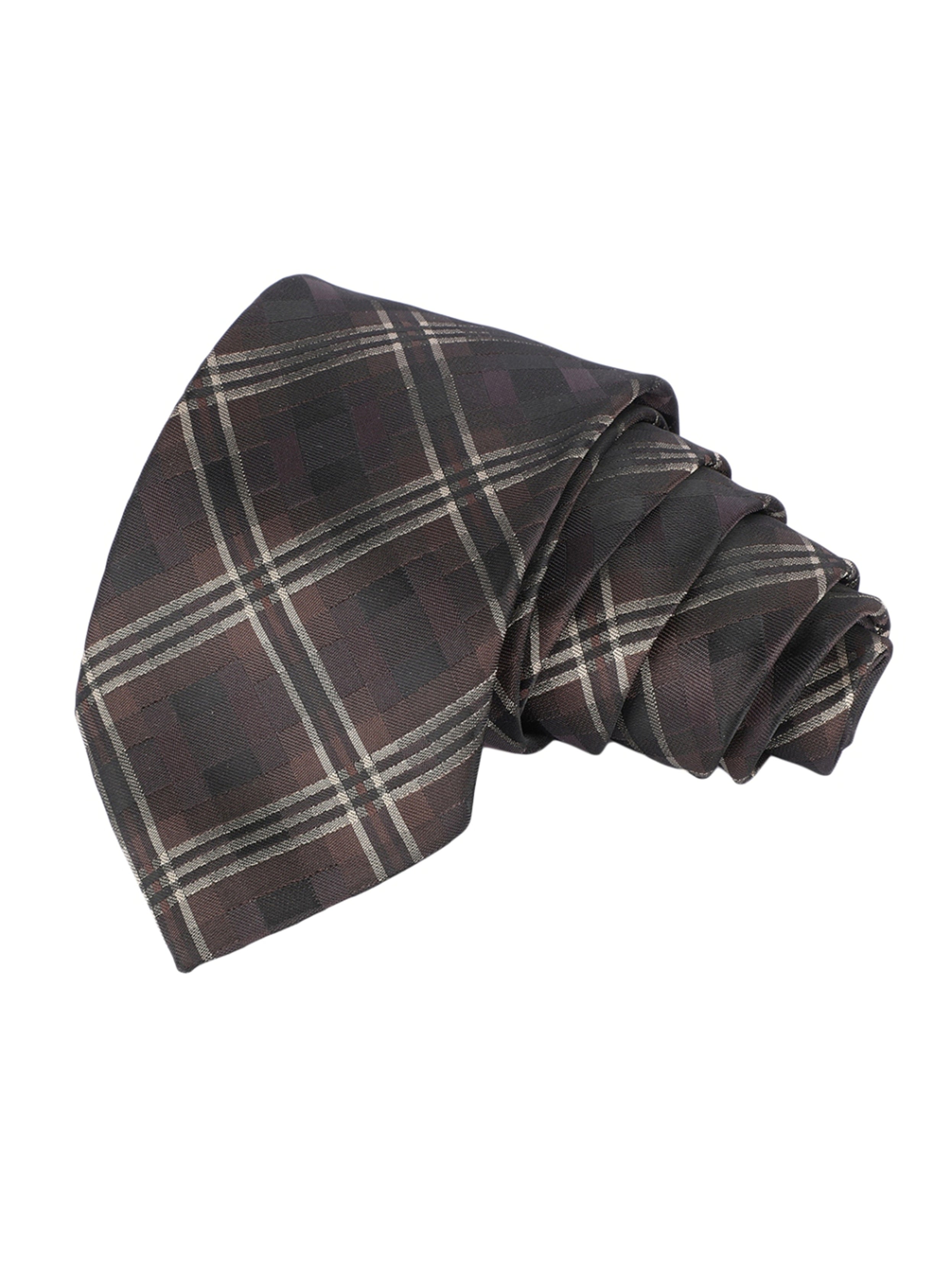 Alvaro Castagnino Microfiber Brown::Peach Colored Stripes Necktie for Men