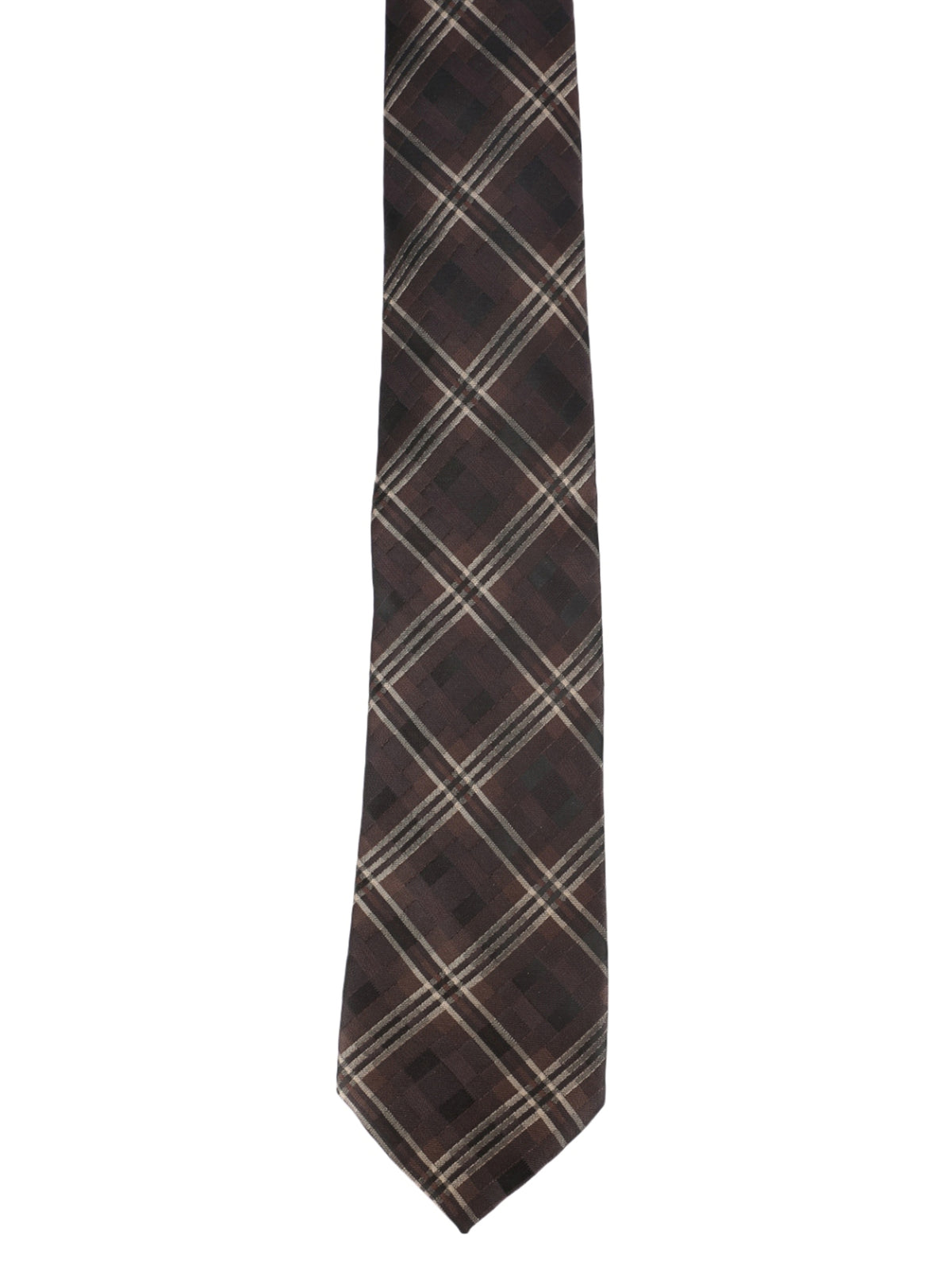 Brown and Black Tartan Checked Necktie