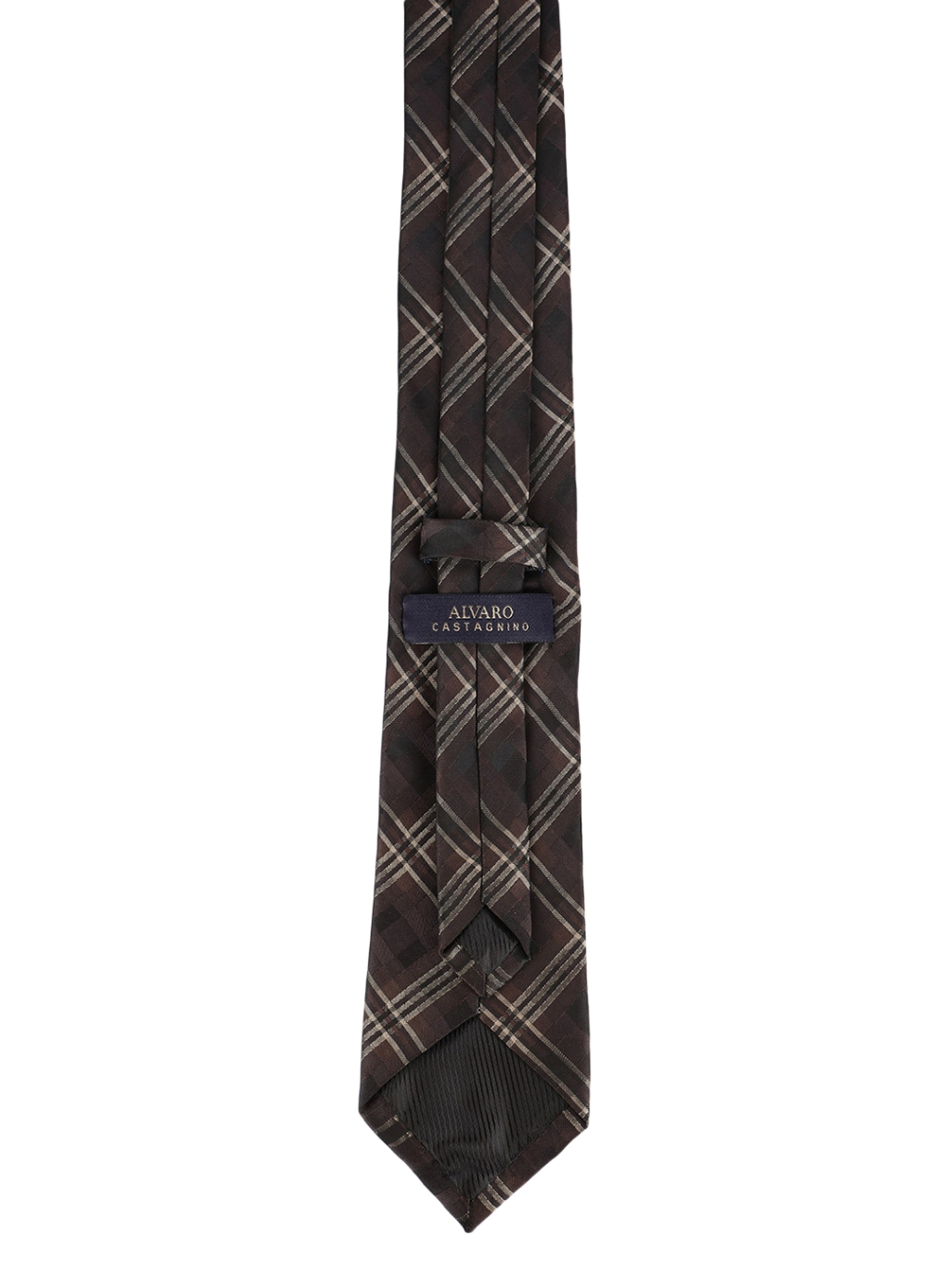 Alvaro Castagnino Microfiber Brown::Peach Colored Stripes Necktie for Men