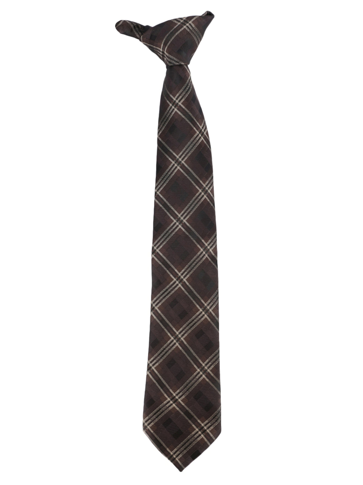 Brown and Black Tartan Checked Necktie