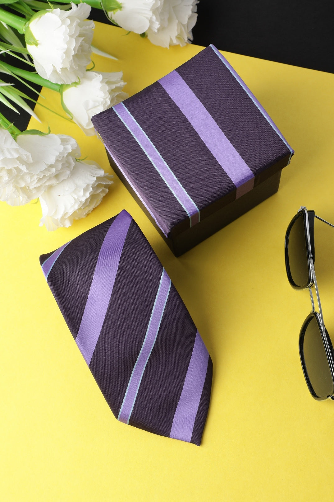 Alvaro Castagnino Microfiber Maroon::Multi Colored Stripes Necktie for Men