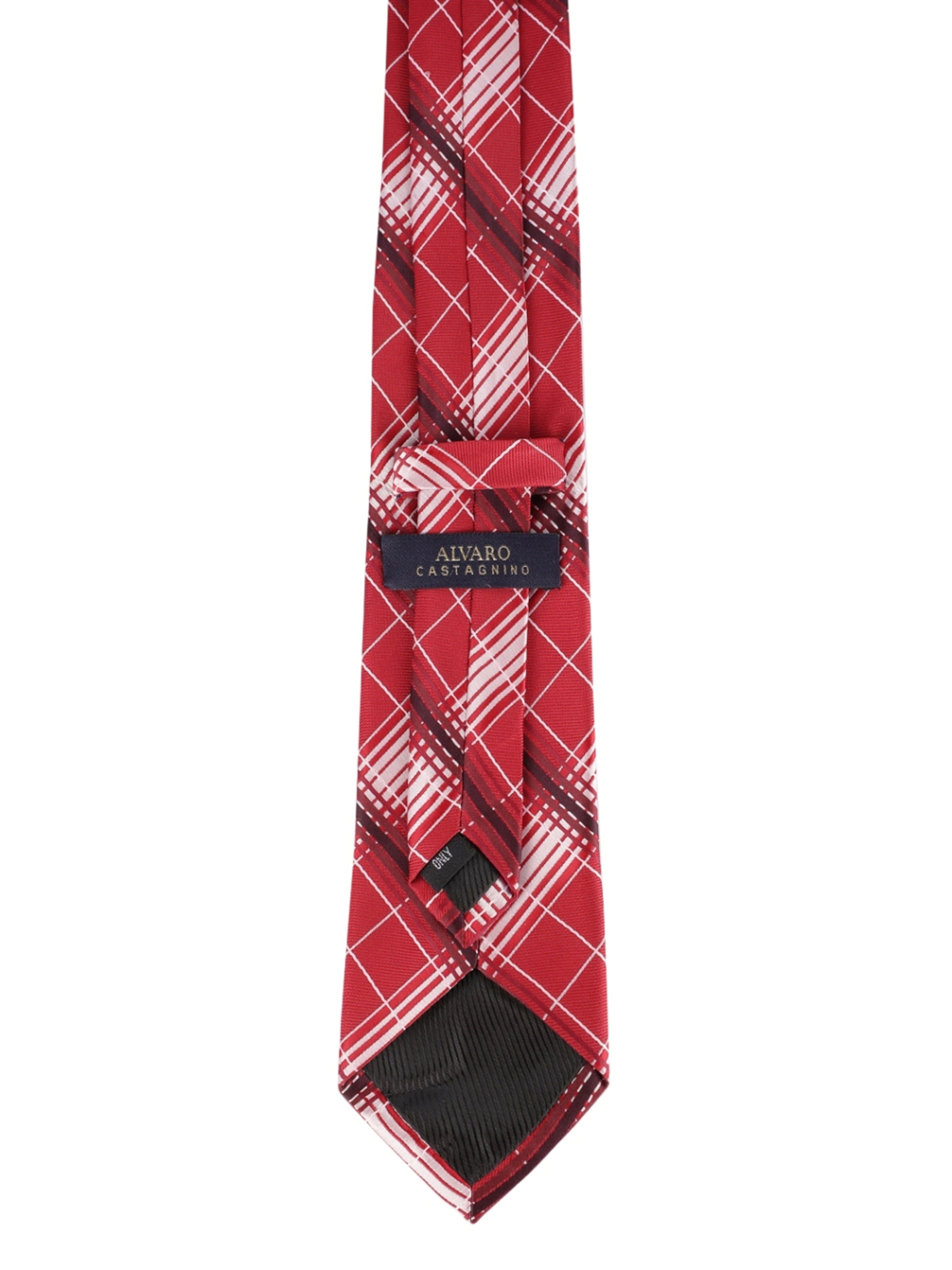 Alvaro Castagnino Microfiber Red::Multi Colored Stripes Necktie for Men