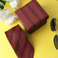 Alvaro Castagnino Microfiber Red::Black Colored Stripes Necktie for Men
