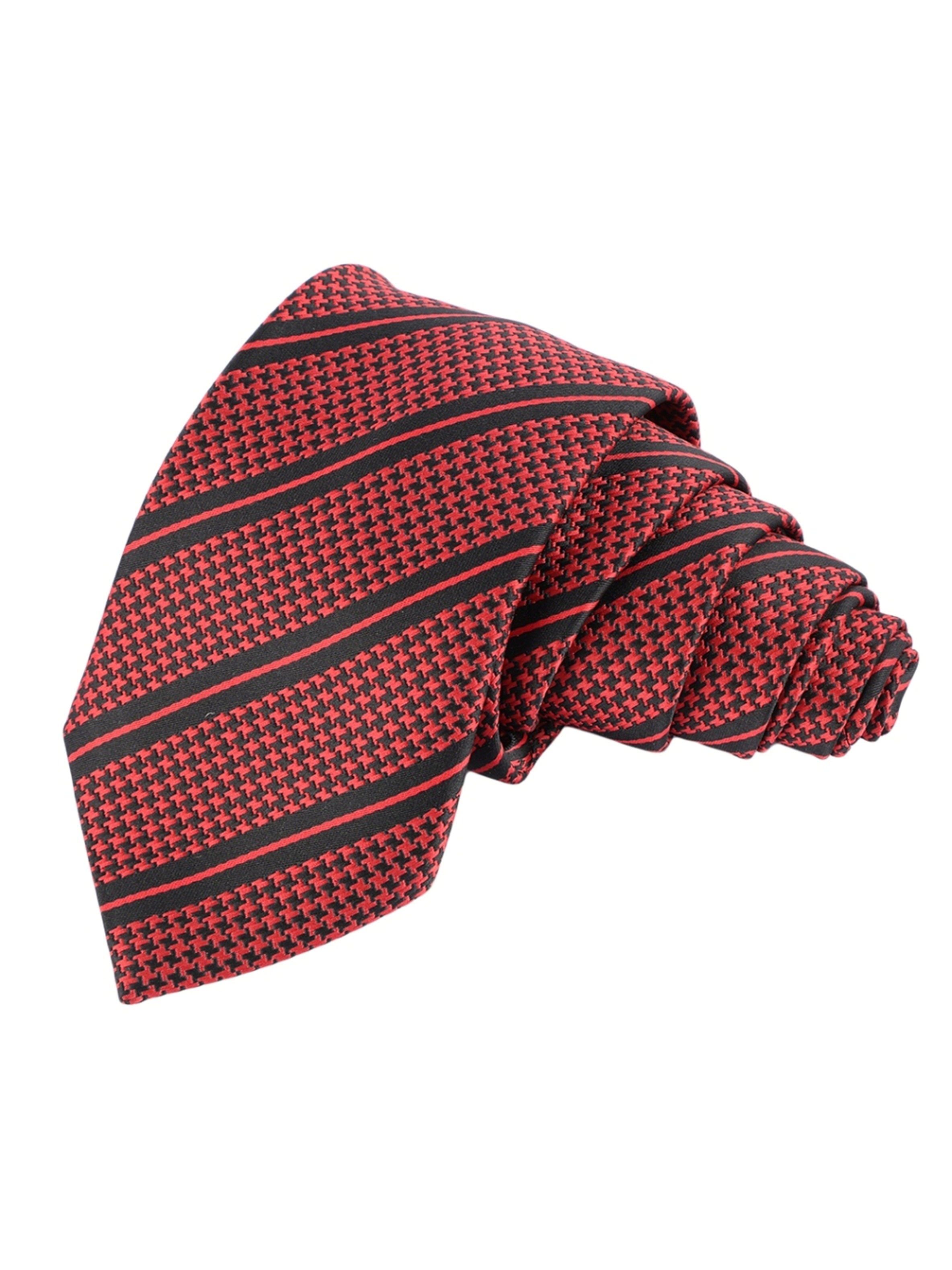 Alvaro Castagnino Microfiber Red::Black Colored Stripes Necktie for Men