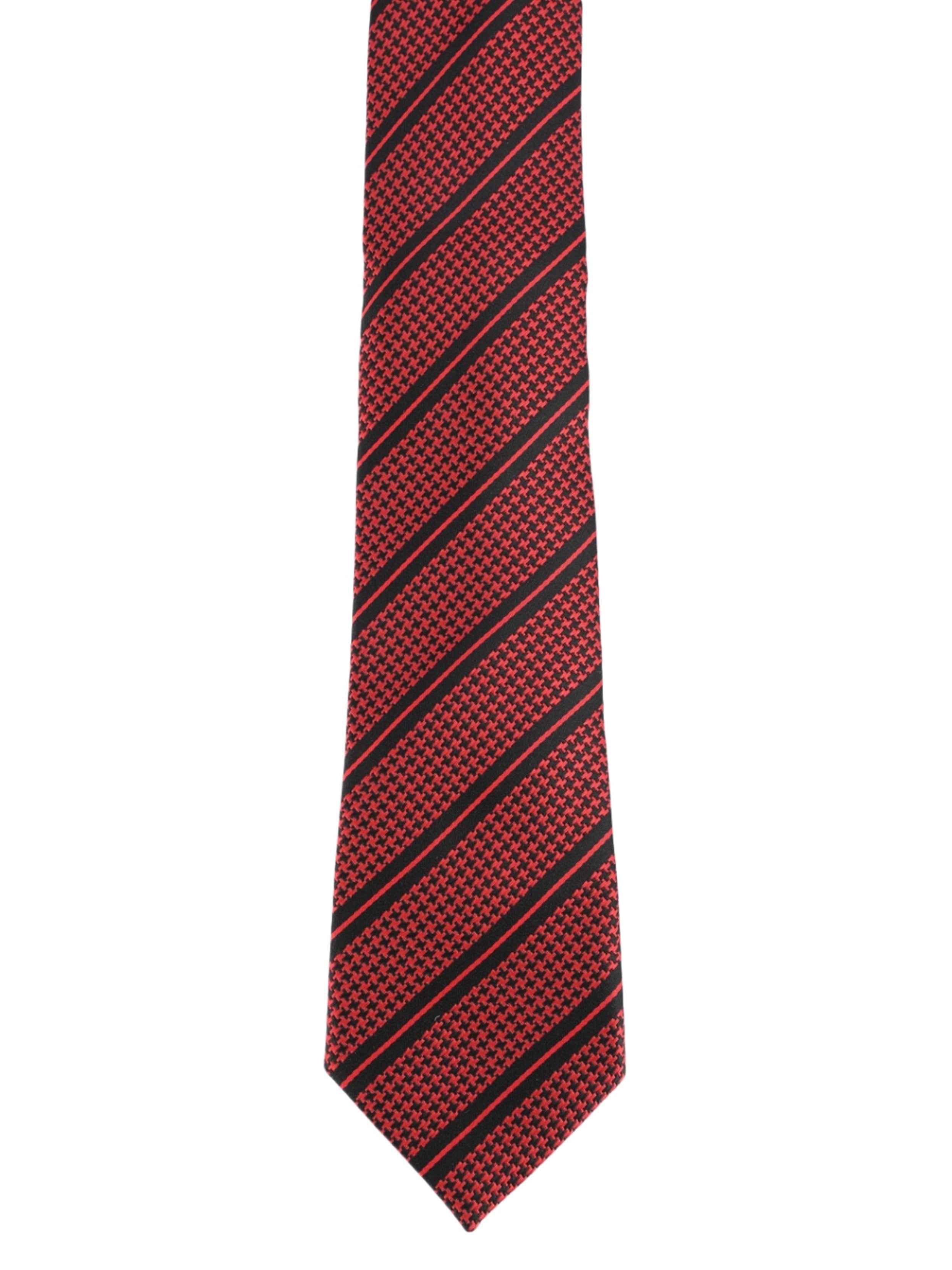 Alvaro Castagnino Microfiber Red::Black Colored Stripes Necktie for Men
