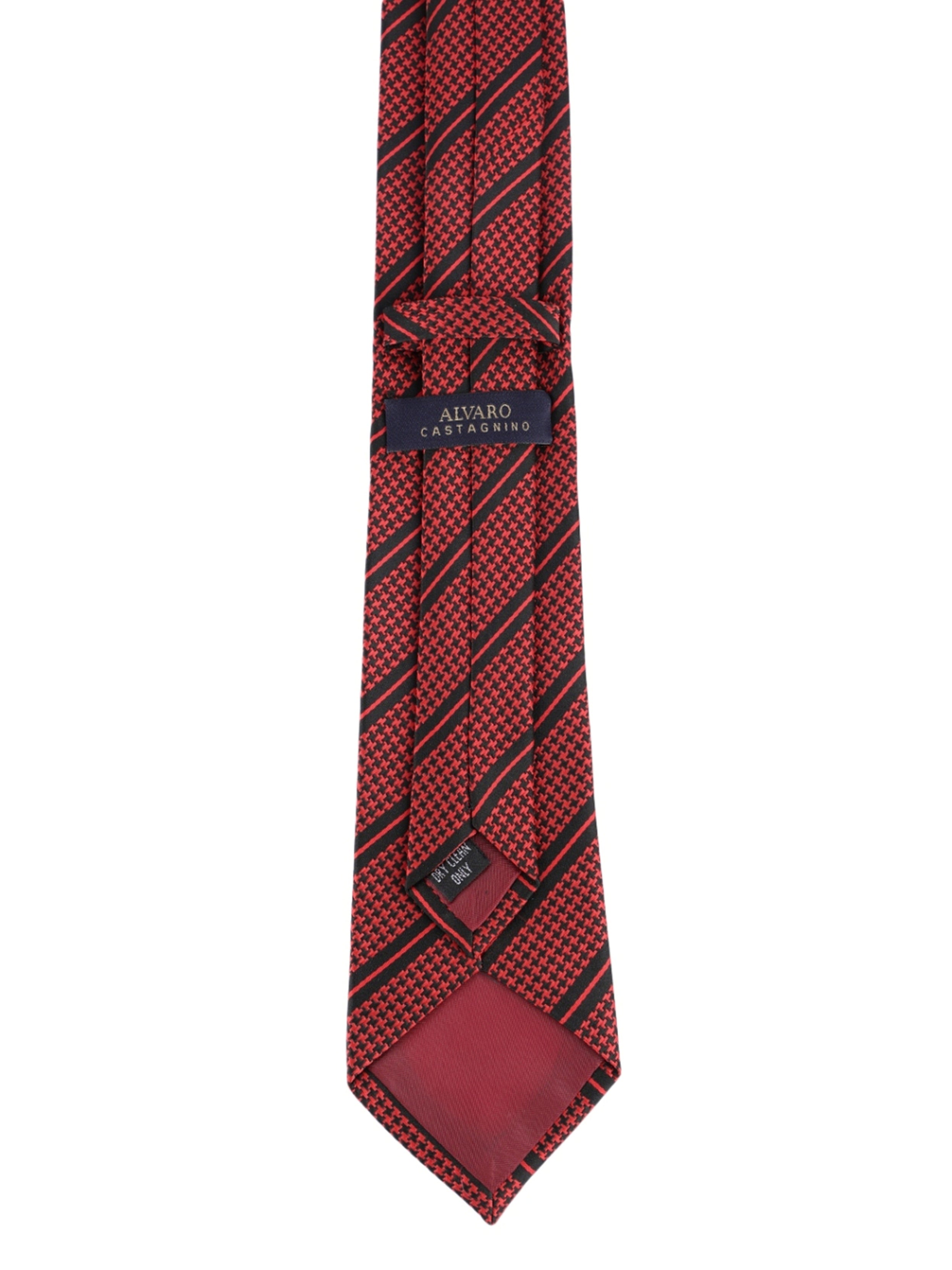 Alvaro Castagnino Microfiber Red::Black Colored Stripes Necktie for Men