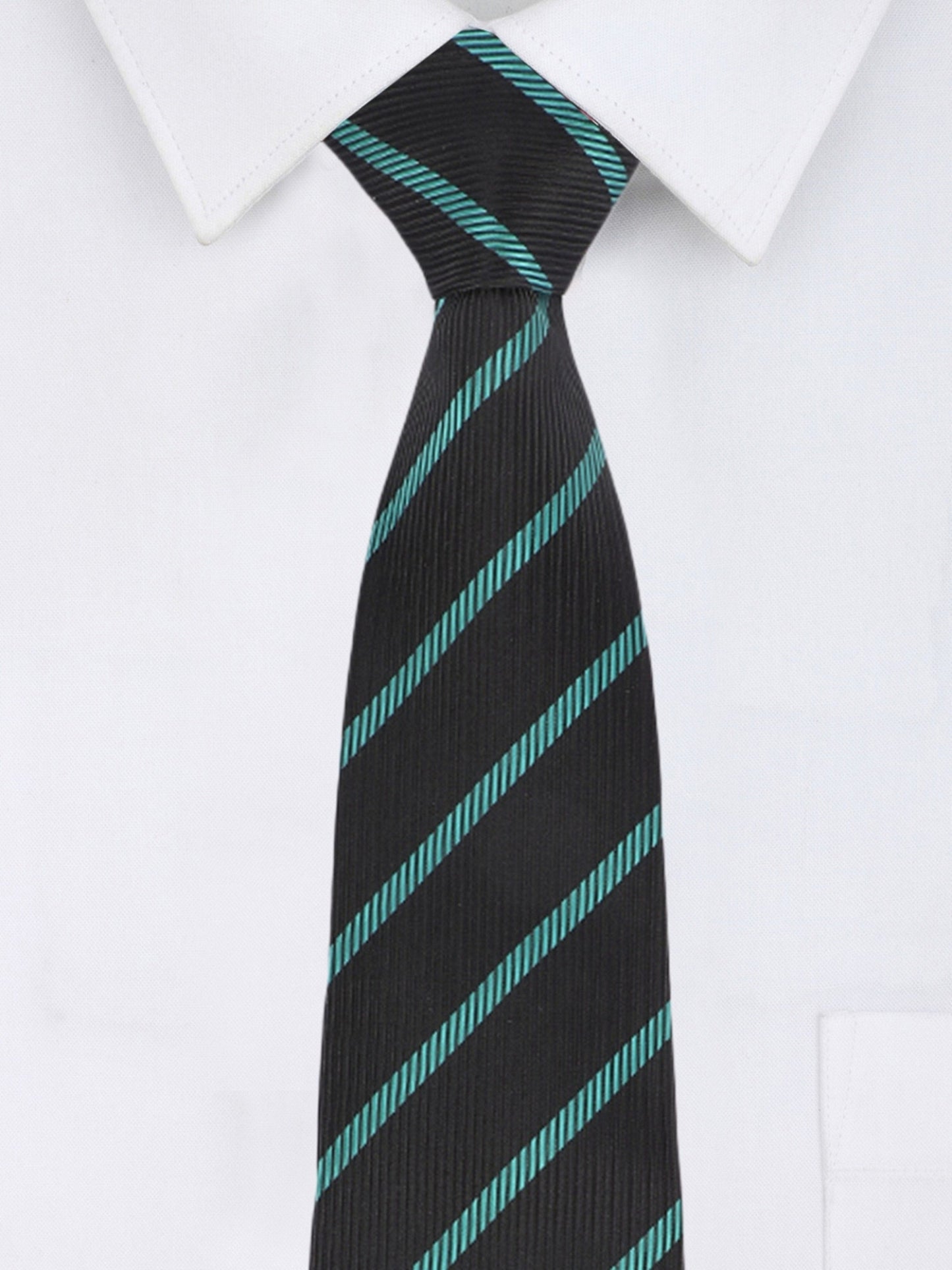 Alvaro Castagnino Microfiber Black::Green Colored Stripes Necktie for Men