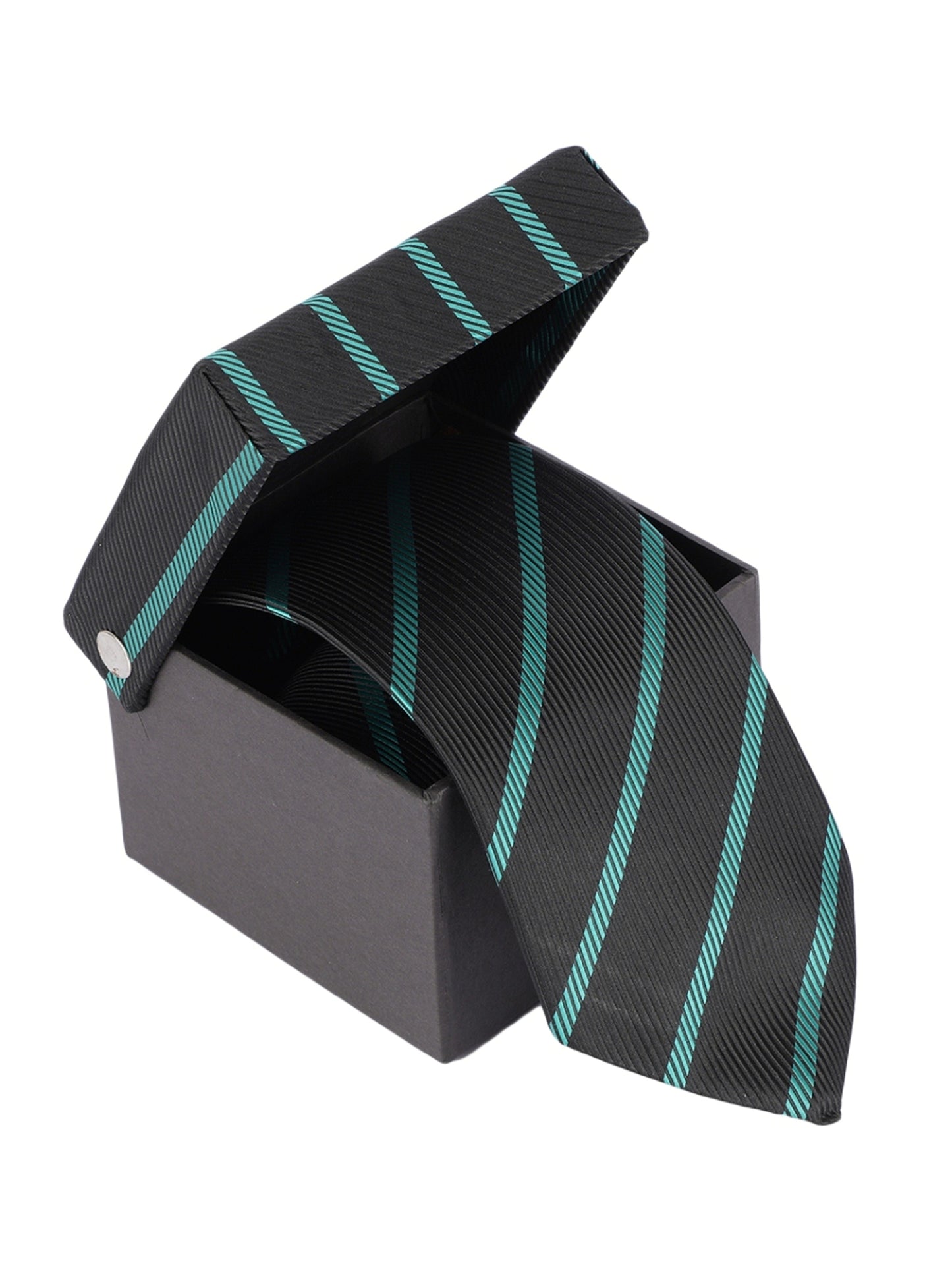 Alvaro Castagnino Microfiber Black::Green Colored Stripes Necktie for Men