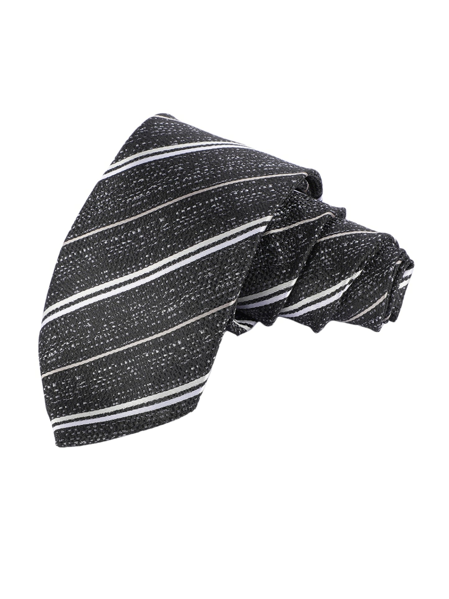 Alvaro Castagnino Microfiber Black::White Colored Solid Necktie for Men