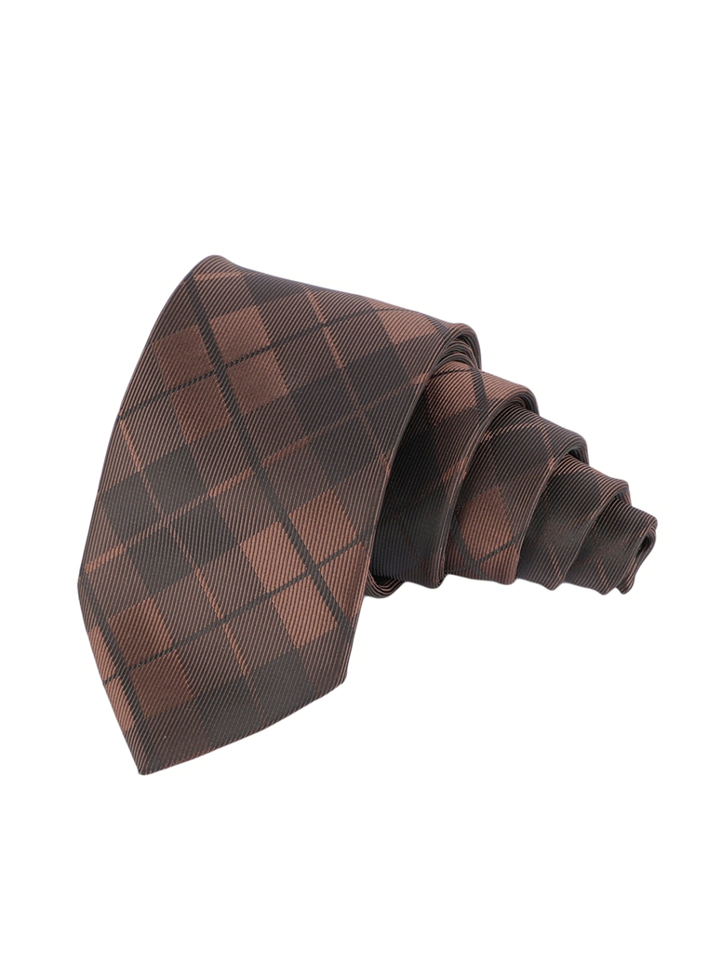 Alvaro Castagnino Microfiber Brown Colored Checked Necktie for Men
