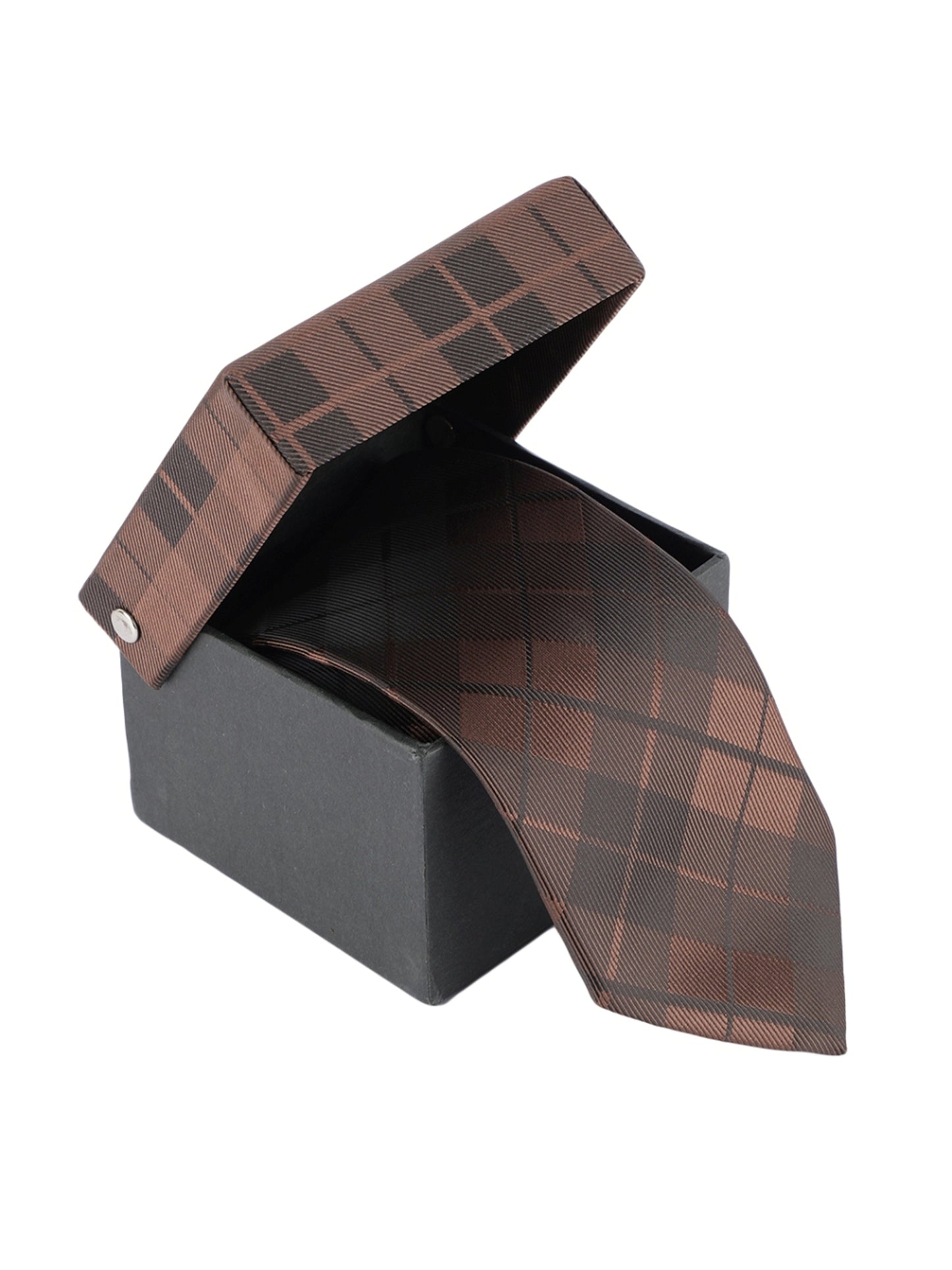 Alvaro Castagnino Microfiber Brown Colored Checked Necktie for Men