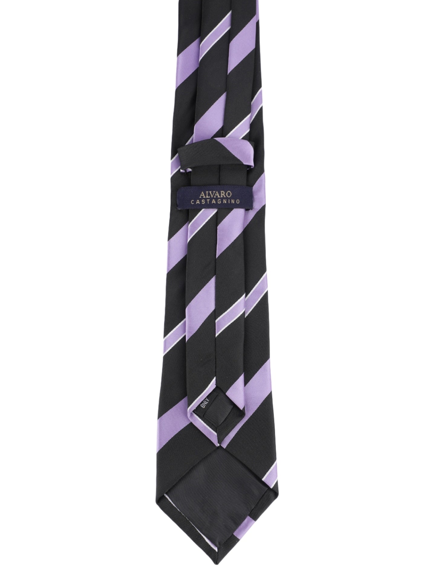 Alvaro Castagnino Microfiber Black::Violet Colored Stripes Necktie for Men