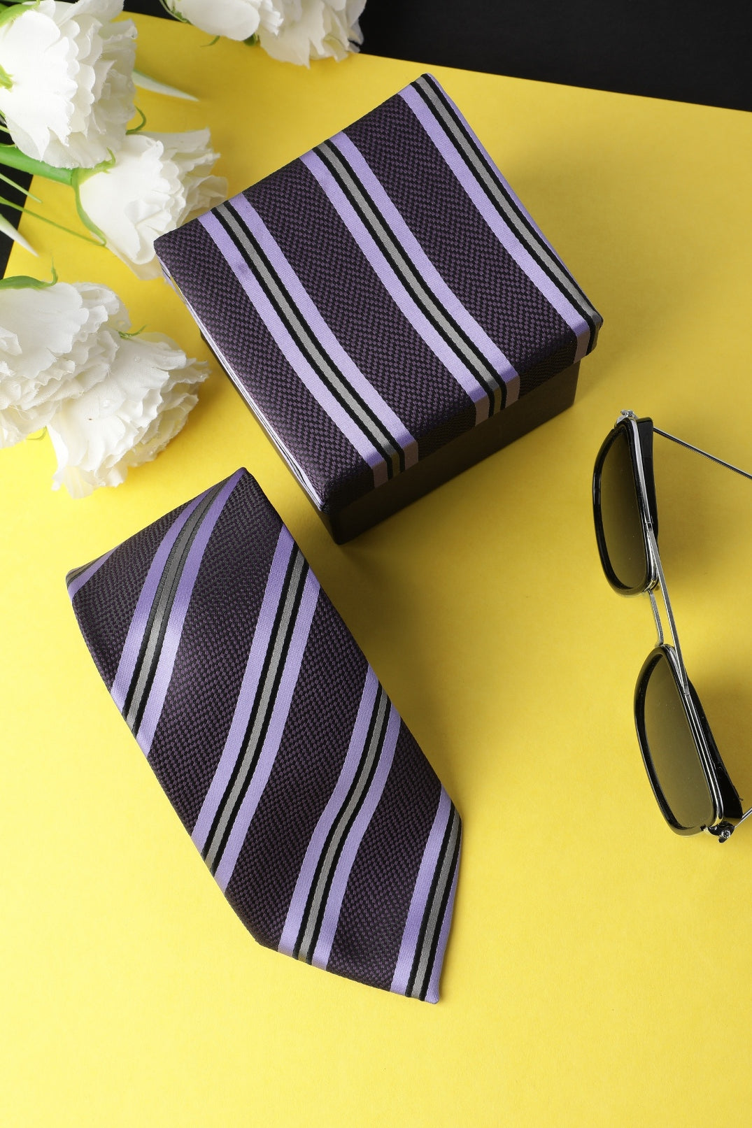 Alvaro Castagnino Microfiber Purple::Multi Colored Stripes Necktie for Men