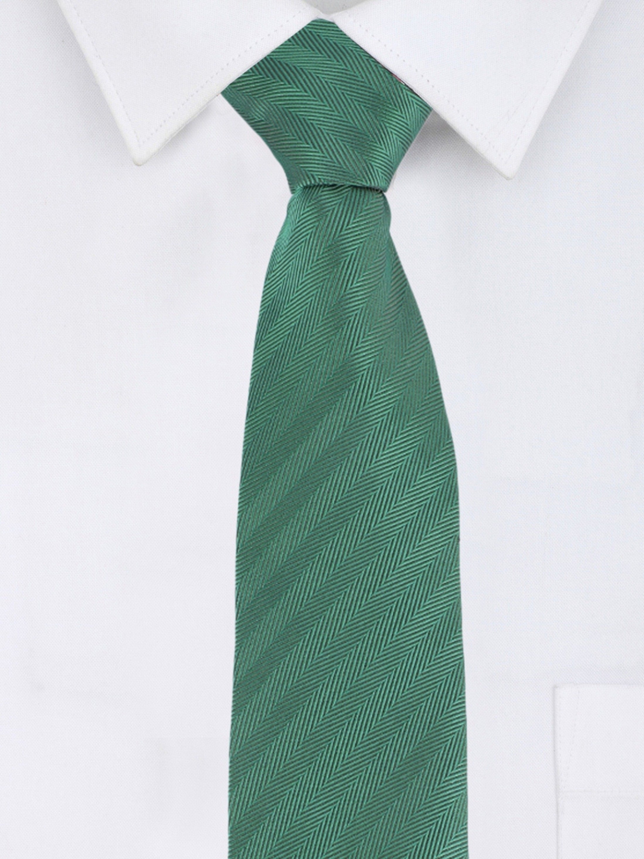 Green Herringbone Necktie