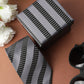 Alvaro Castagnino Microfiber Grey::Black Colored Stripes Necktie for Men