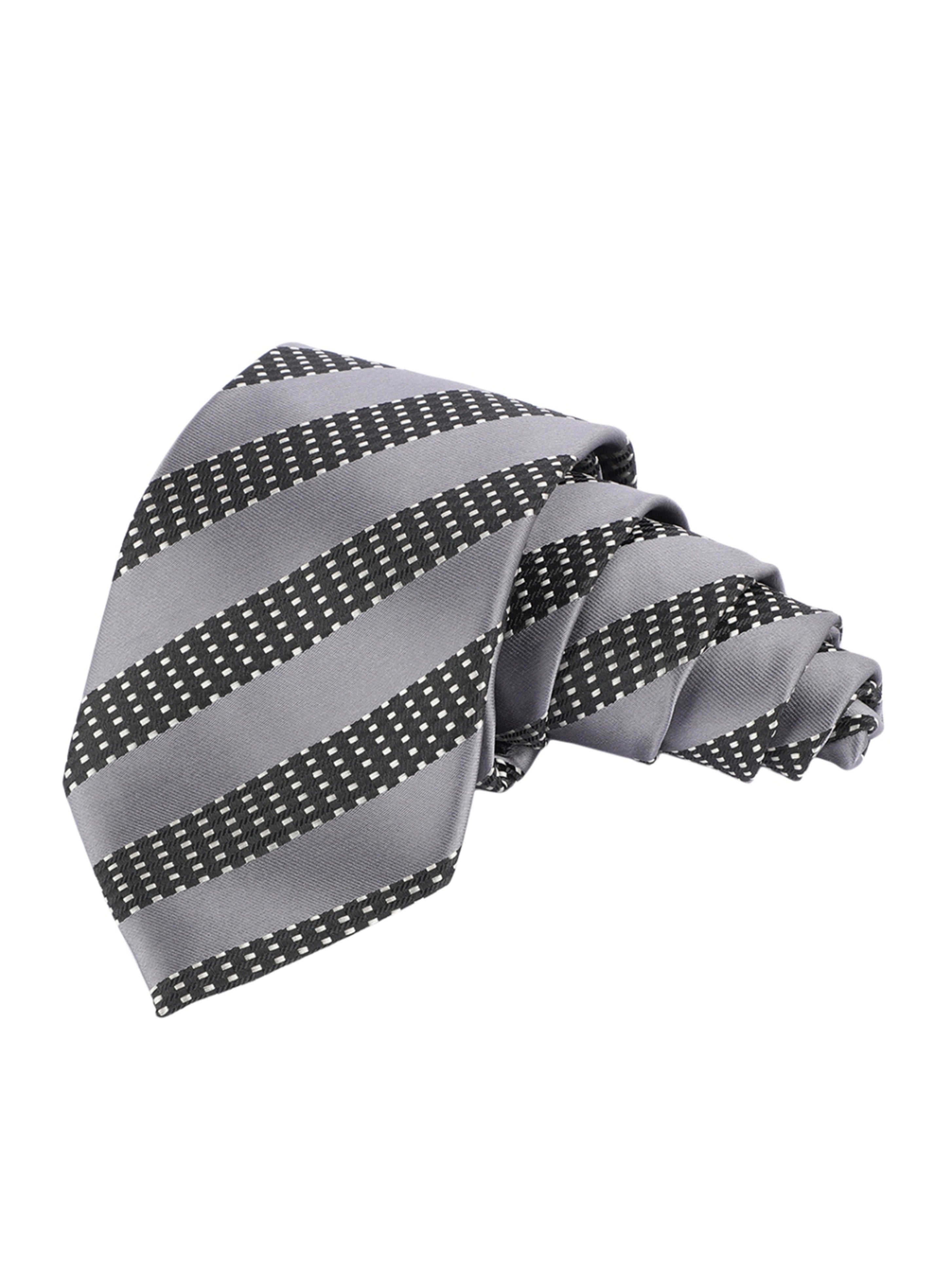 Alvaro Castagnino Microfiber Grey::Black Colored Stripes Necktie for Men