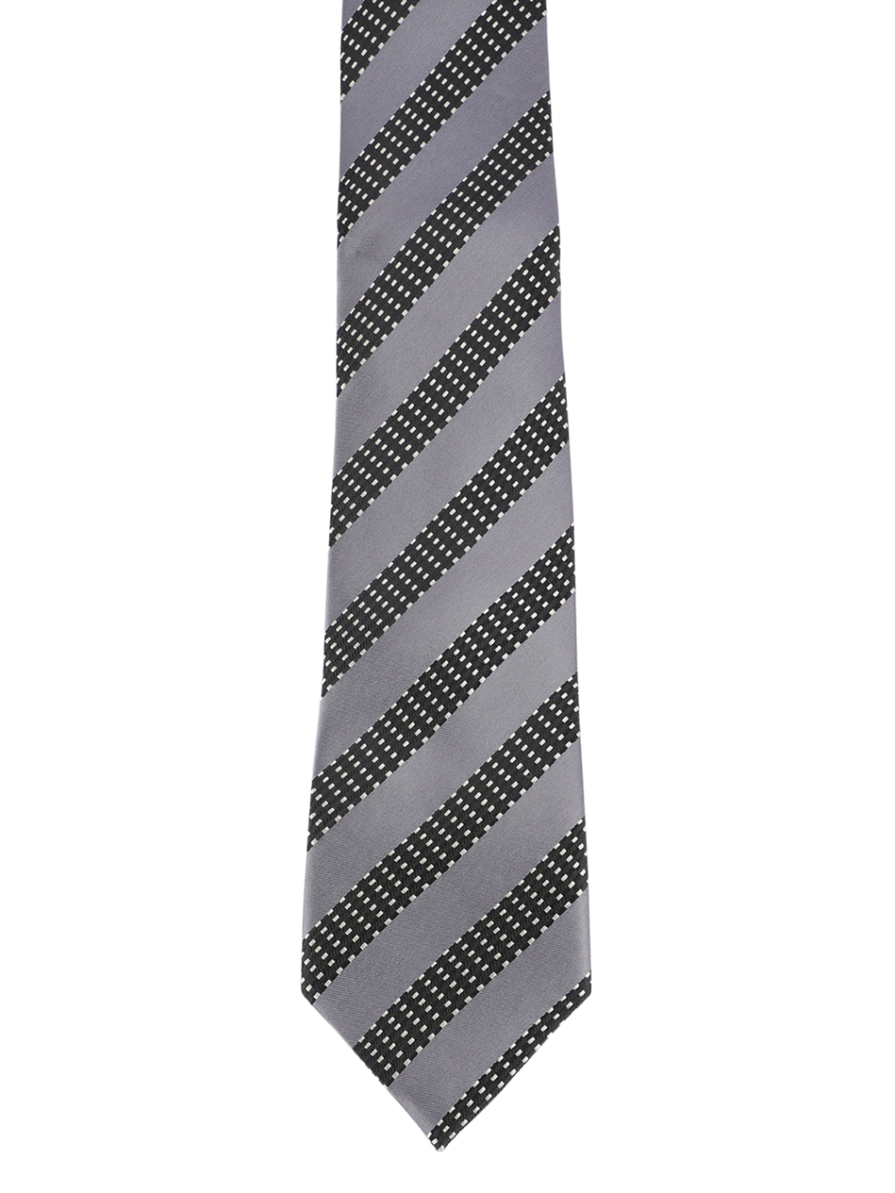 Alvaro Castagnino Microfiber Grey::Black Colored Stripes Necktie for Men