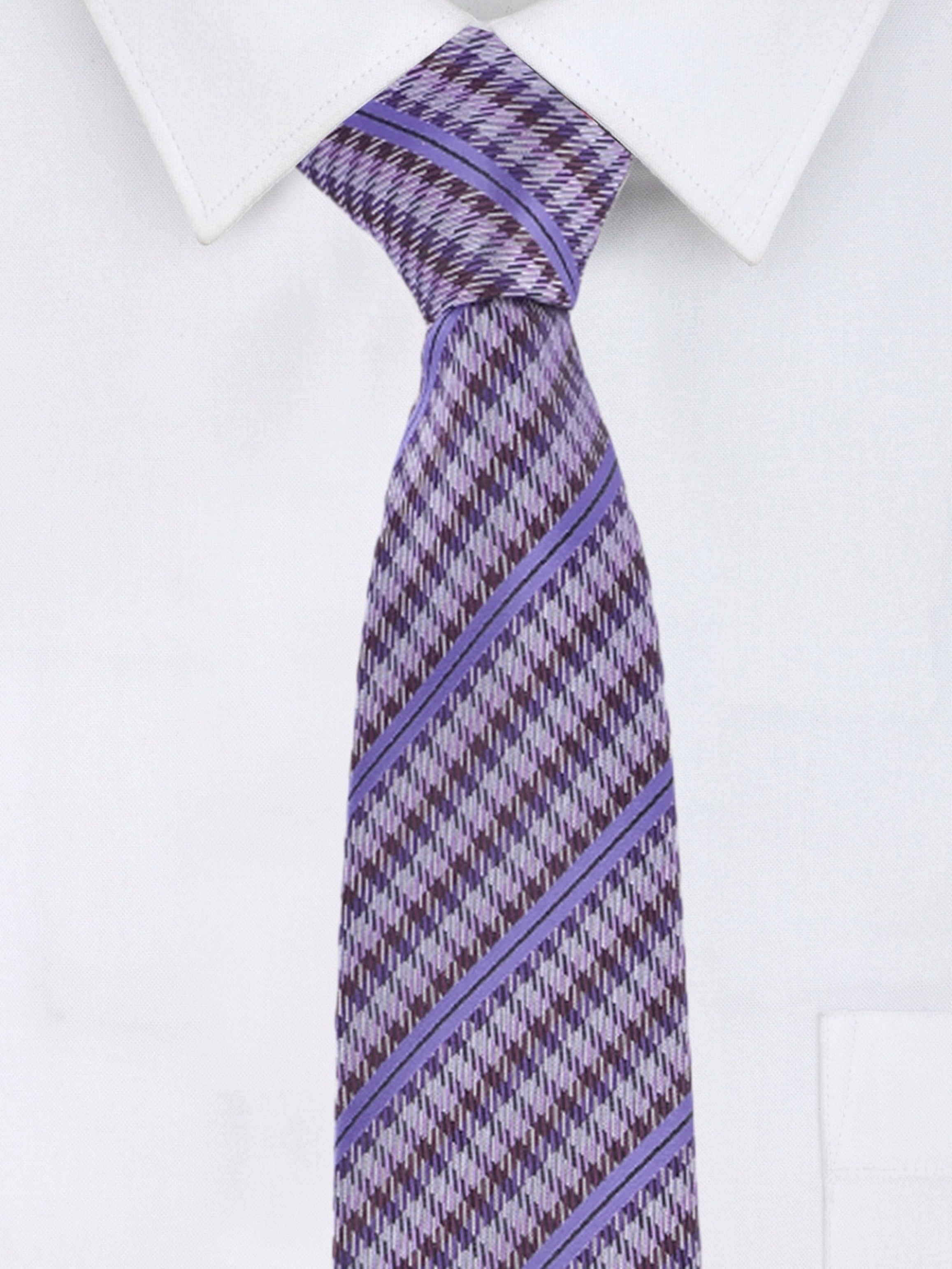 Alvaro Castagnino Microfiber Purple::Multi Colored Stripes Necktie for Men