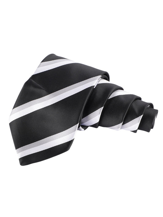 Alvaro Castagnino Microfiber Black::White::Yellow Colored Stripes Necktie for Men