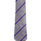 Alvaro Castagnino Microfiber Grey::Purple Colored Stripes Necktie for Men