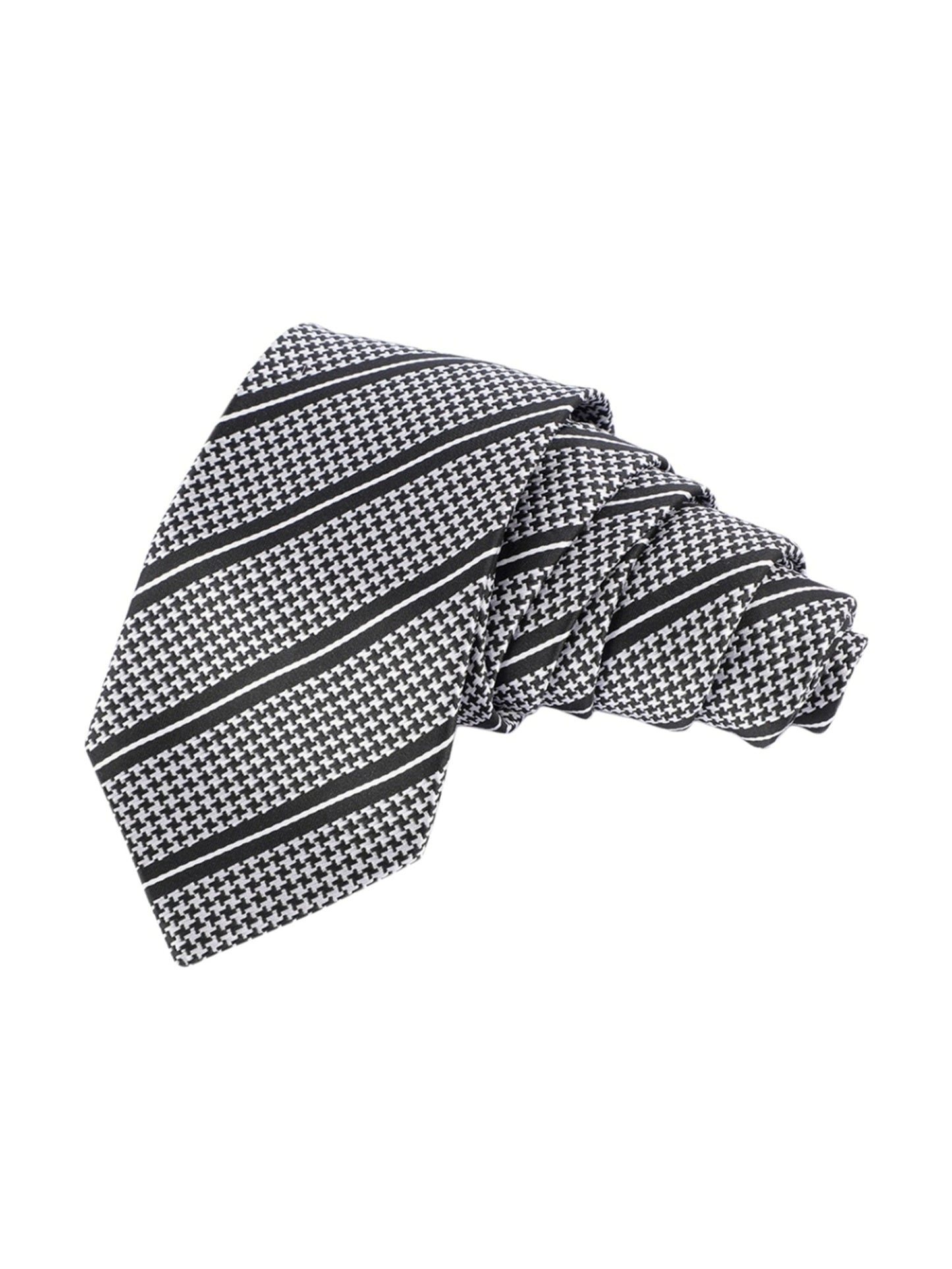Alvaro Castagnino Microfiber White::Black Colored Stripes Necktie for Men