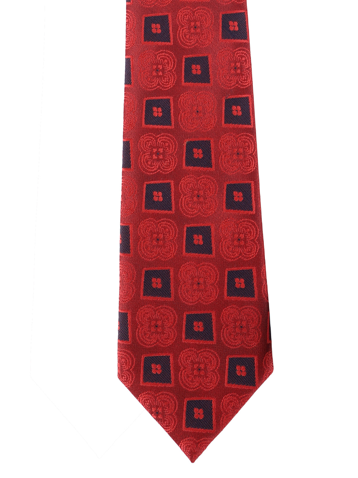 Red & Navy Geometric Necktie