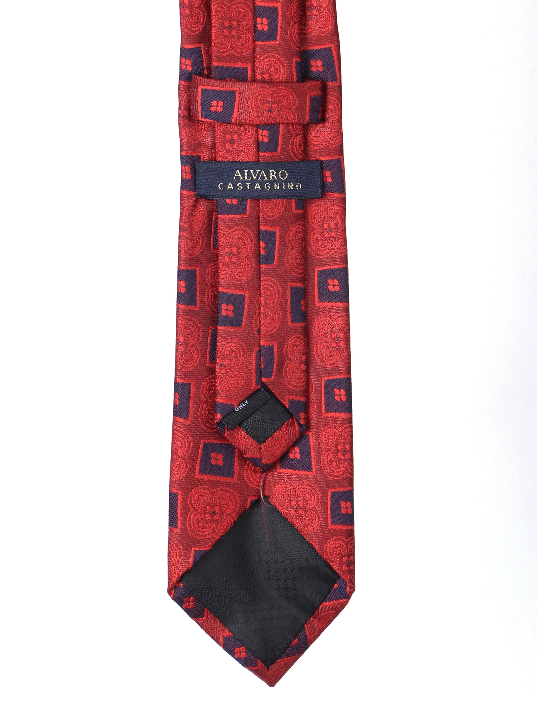 Alvaro Castagnino Microfiber Red and Black Colored Necktie for Men
