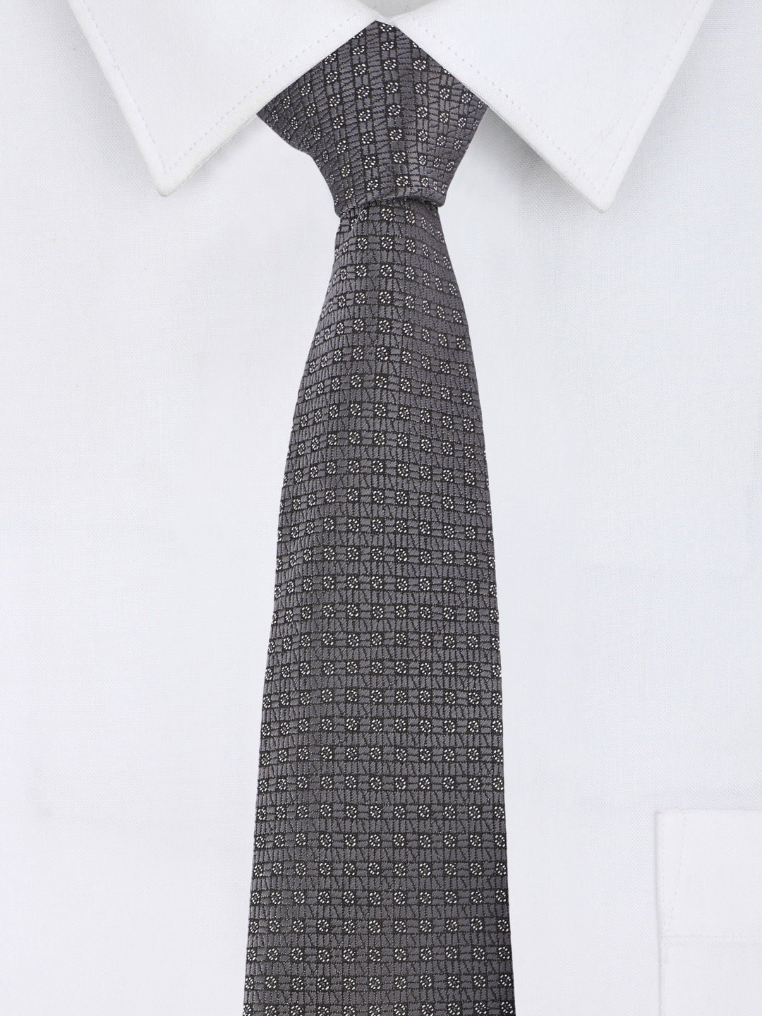 Grey Micro Dot Grid Necktie