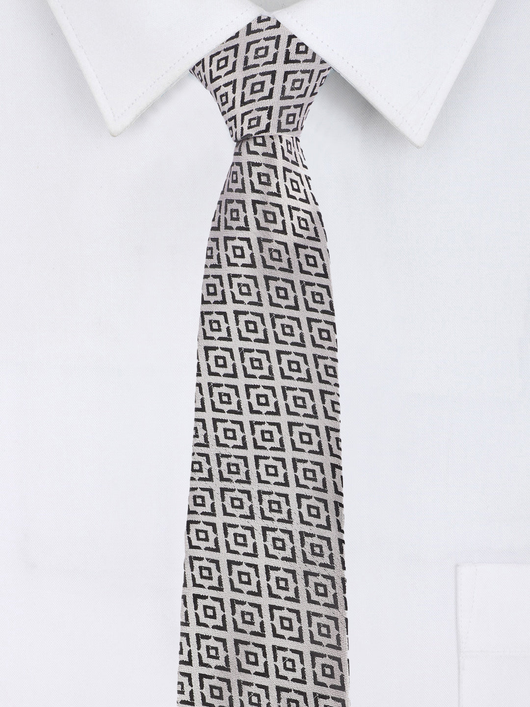 Grey Geometric Necktie