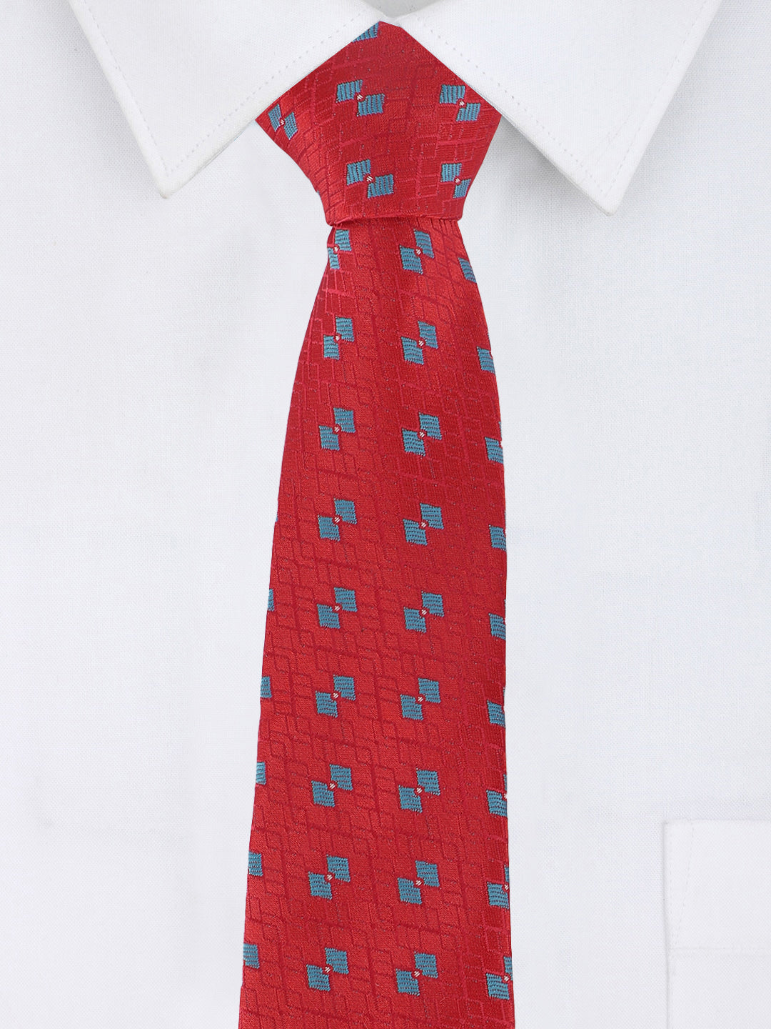 Red & Blue Geometric Necktie
