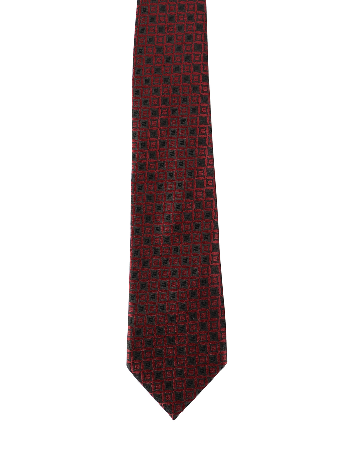Maroon Geometric Jacquard Necktie