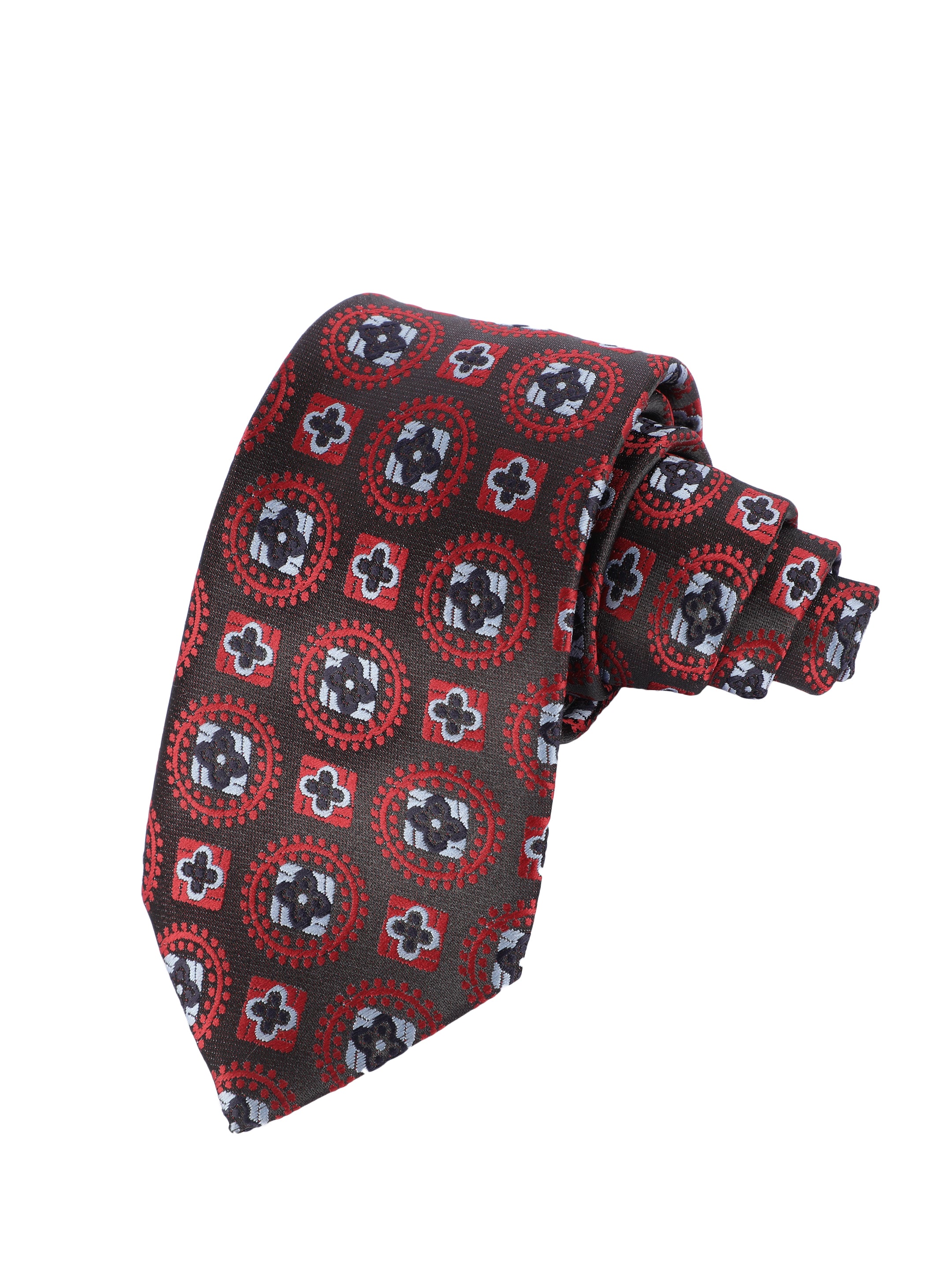 Charcoal & Maroon Geometric Tie
