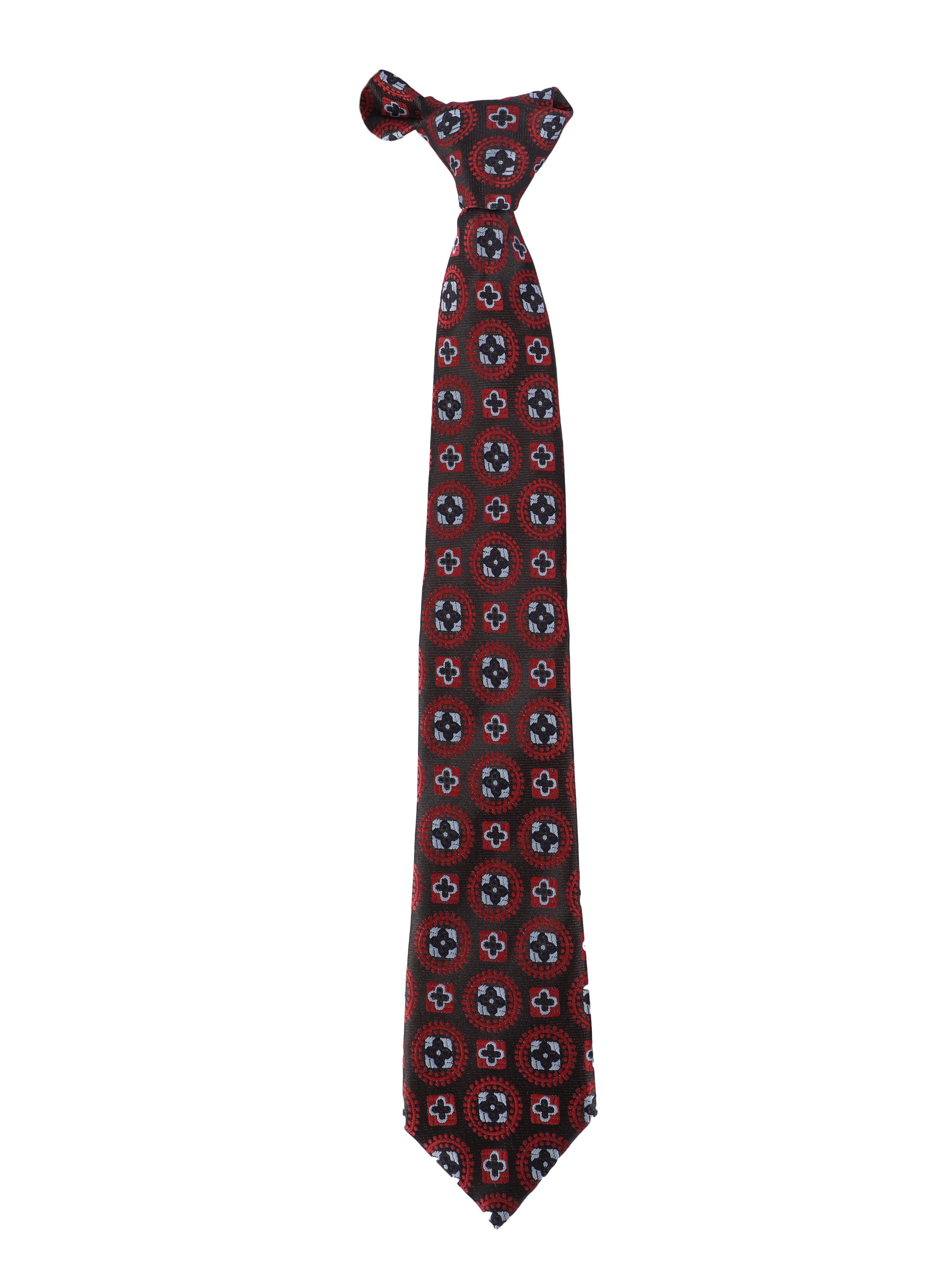 Charcoal & Maroon Geometric Tie