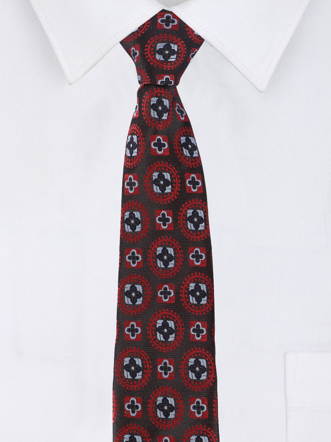 Brown & Red Medallion Necktie