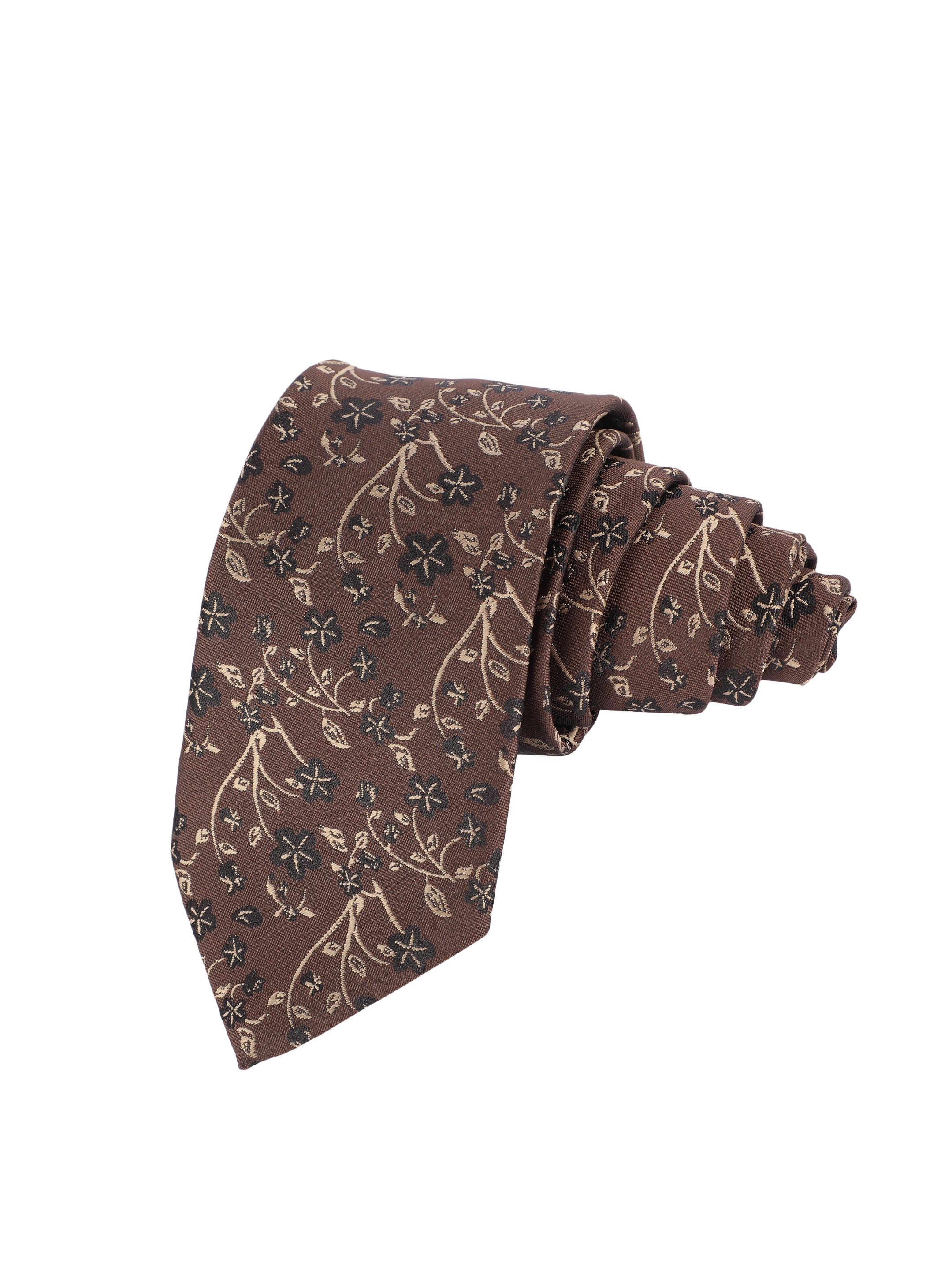 Brown Floral Necktie