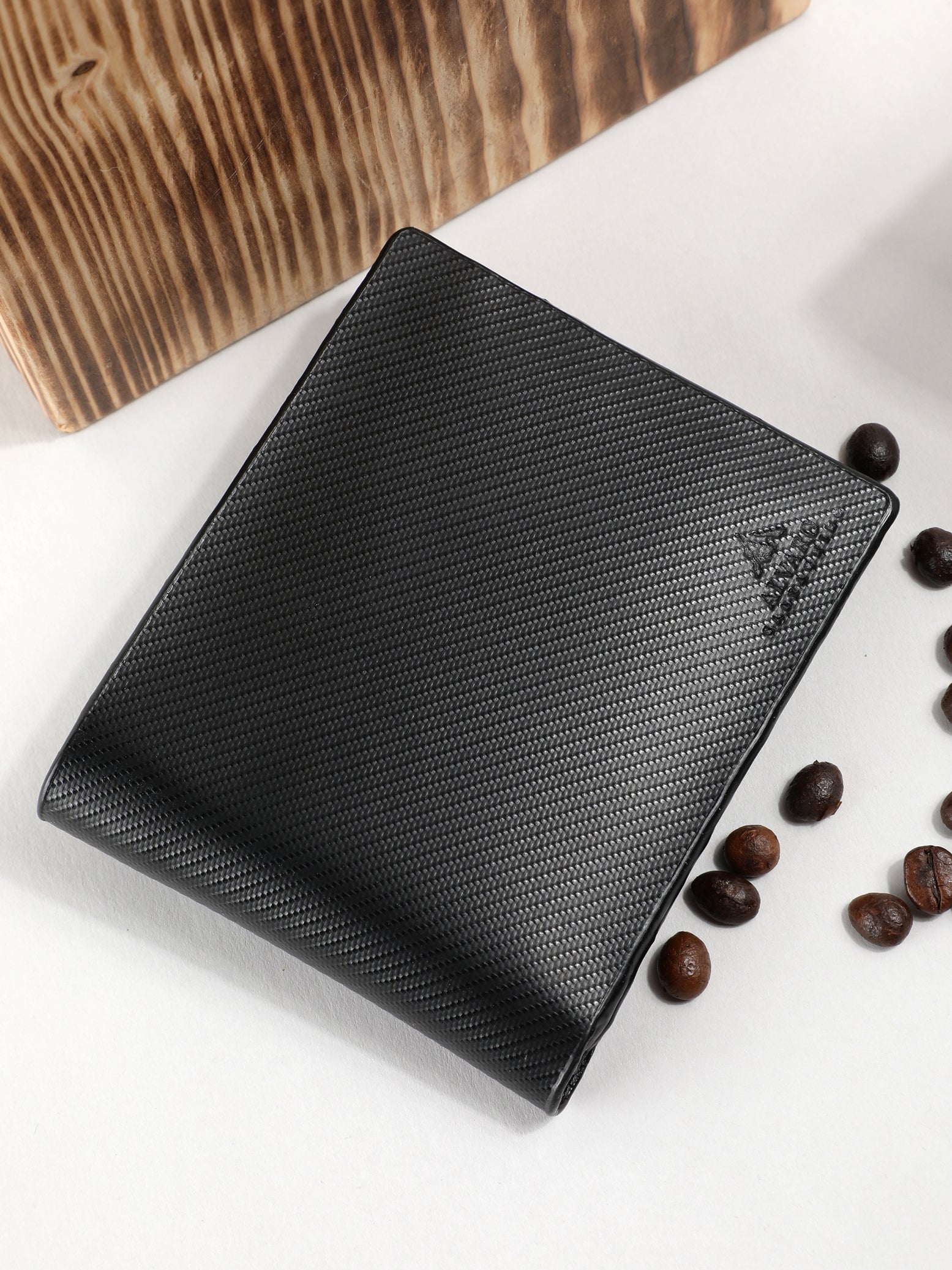 Black Twill Texture Leather Wallet