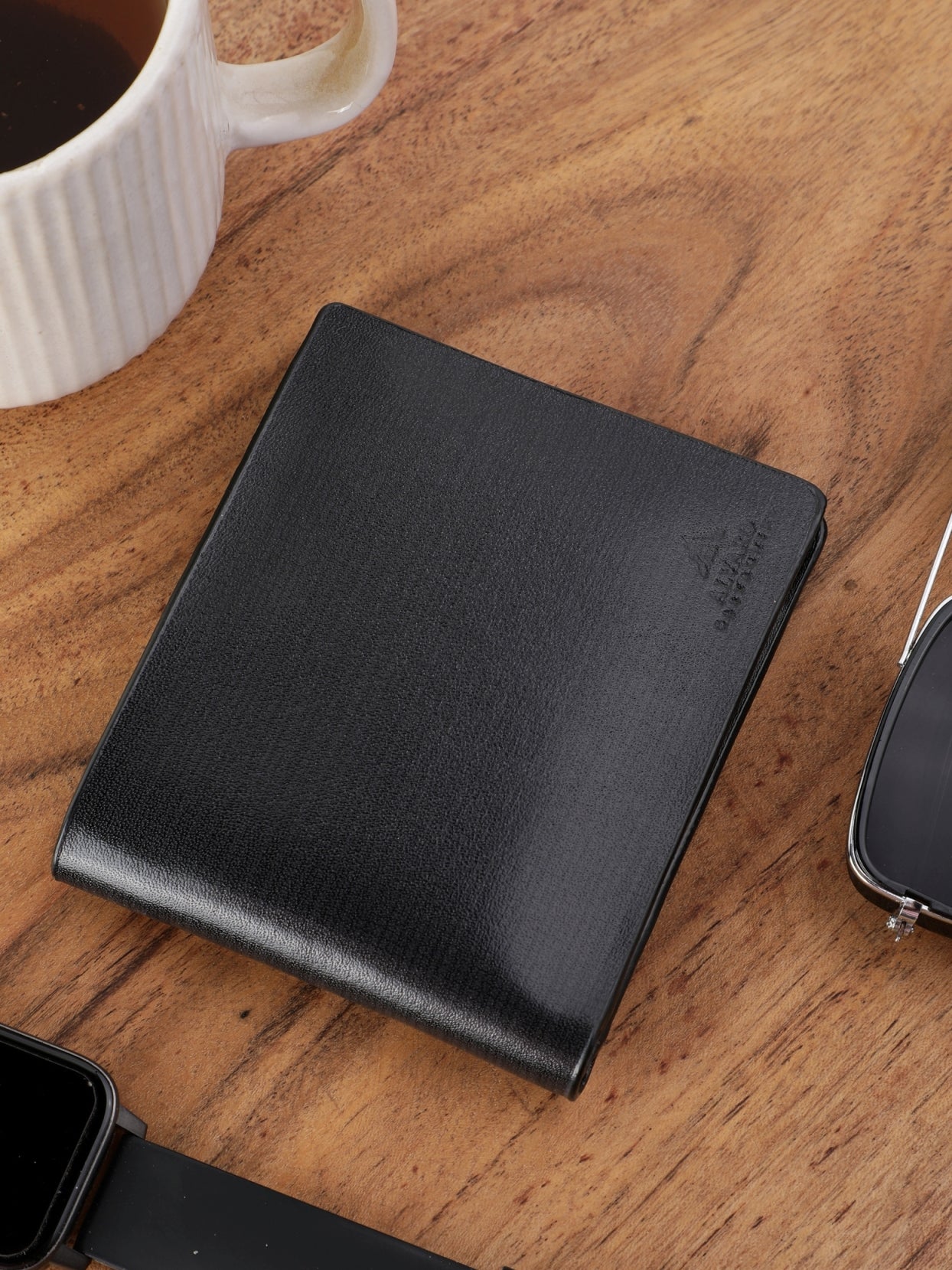 Black Checked Textured Wallet