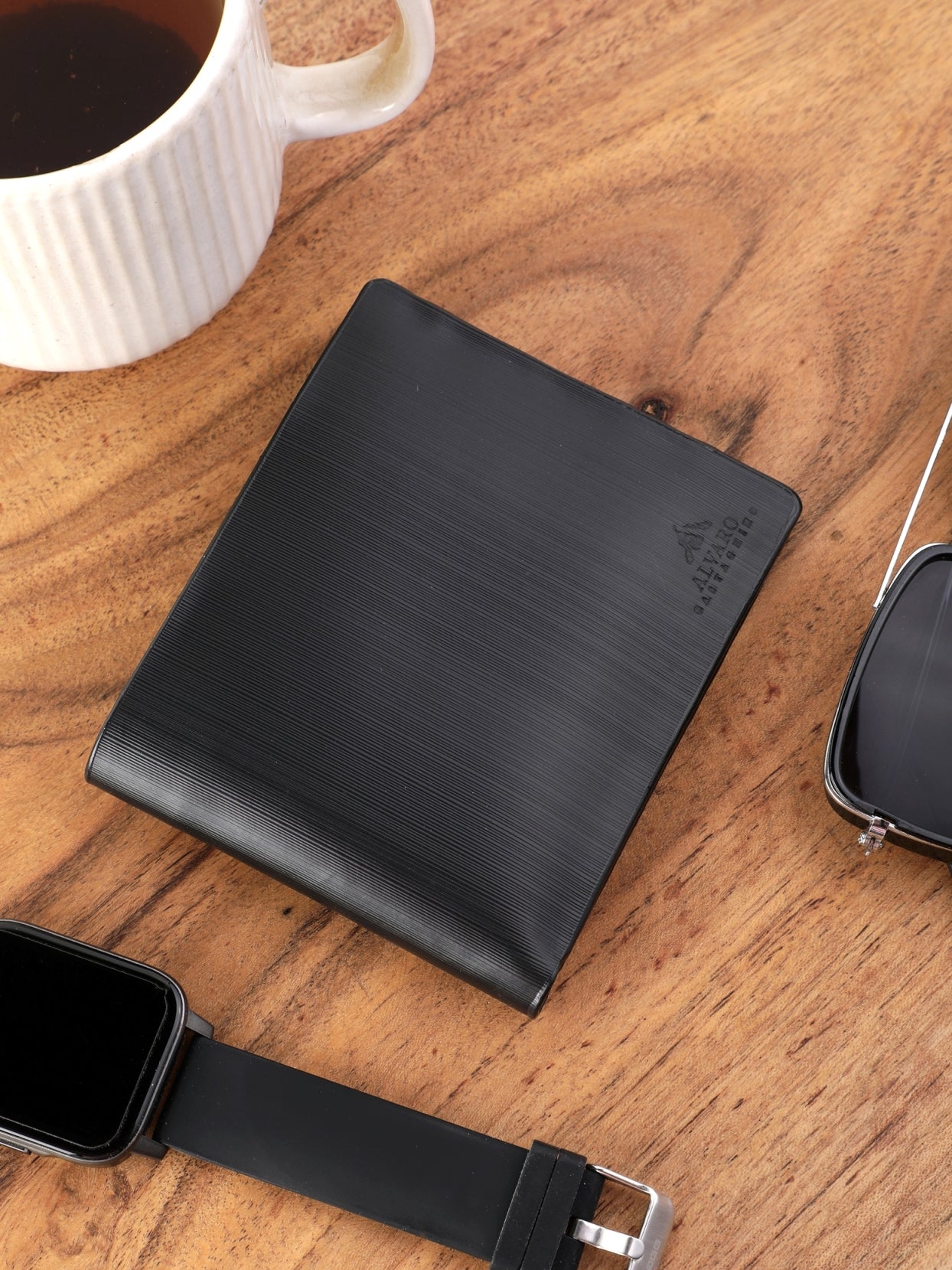 Black Fluted Textured Wallet