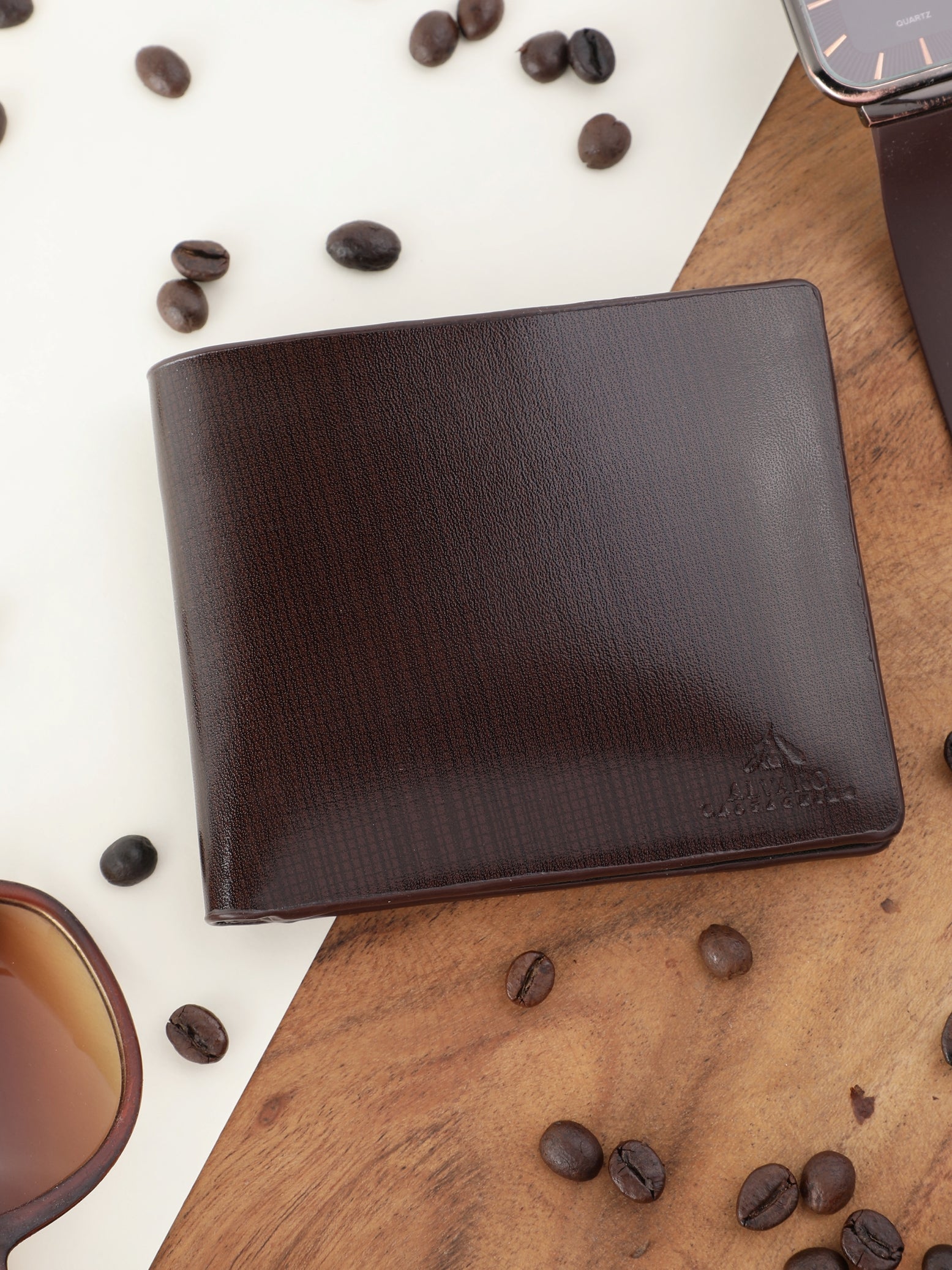 Brown Crosshatch Textured Wallet