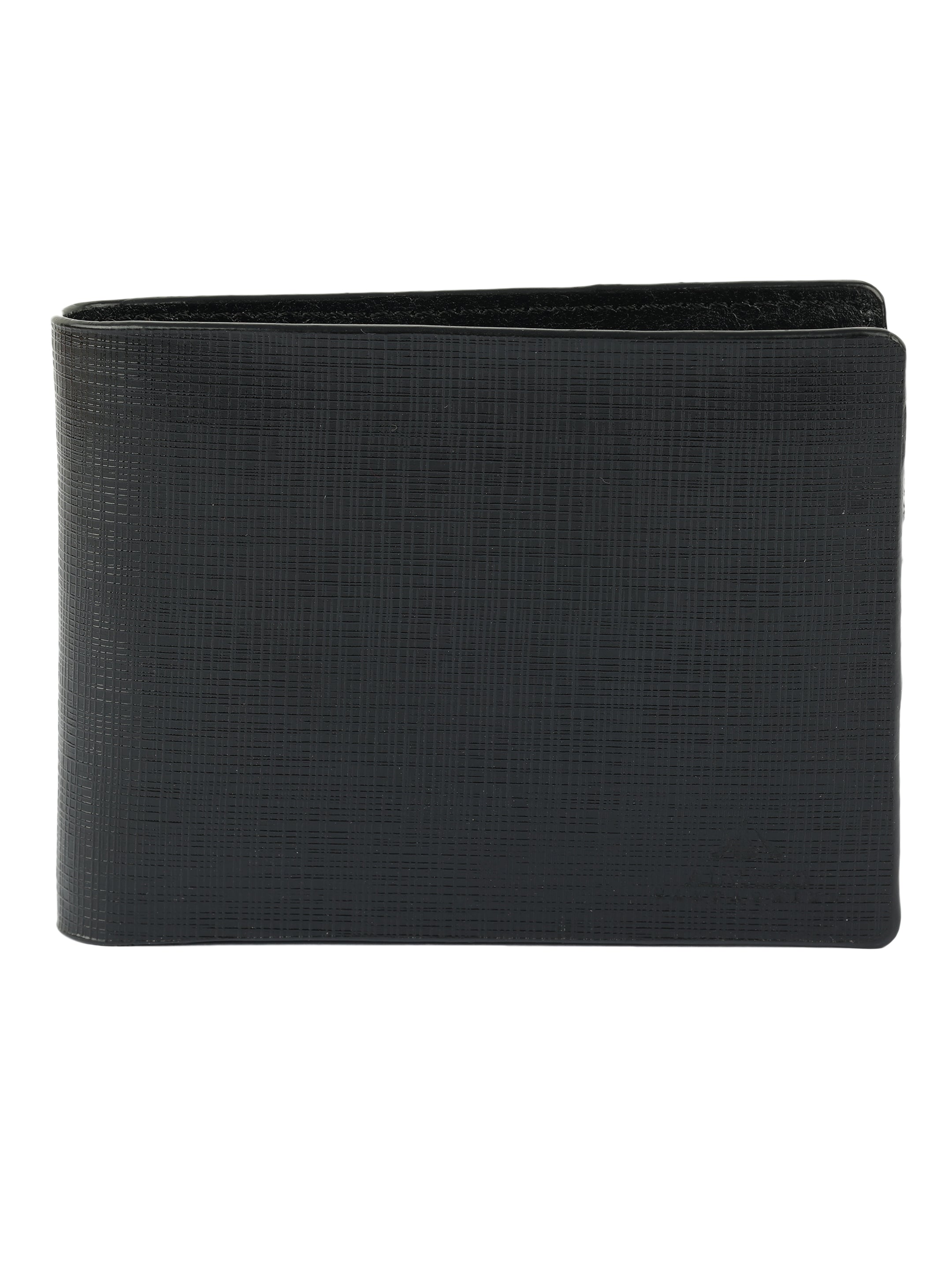 Grid-Textured Black Leather  Wallet